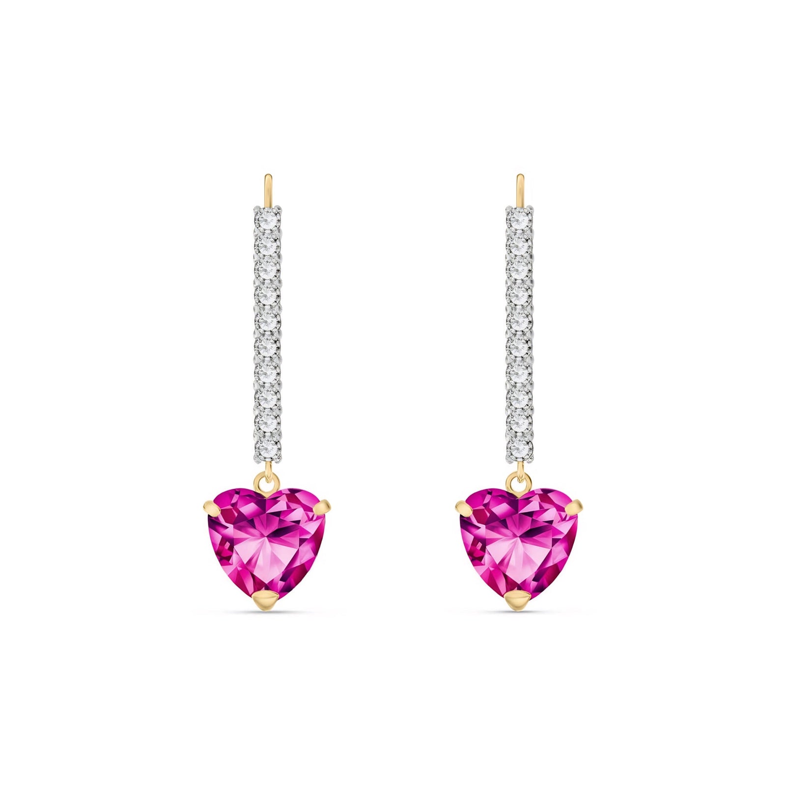 Yellow Gold Grace Drop Earrings Pink Topaz 10K — Luna