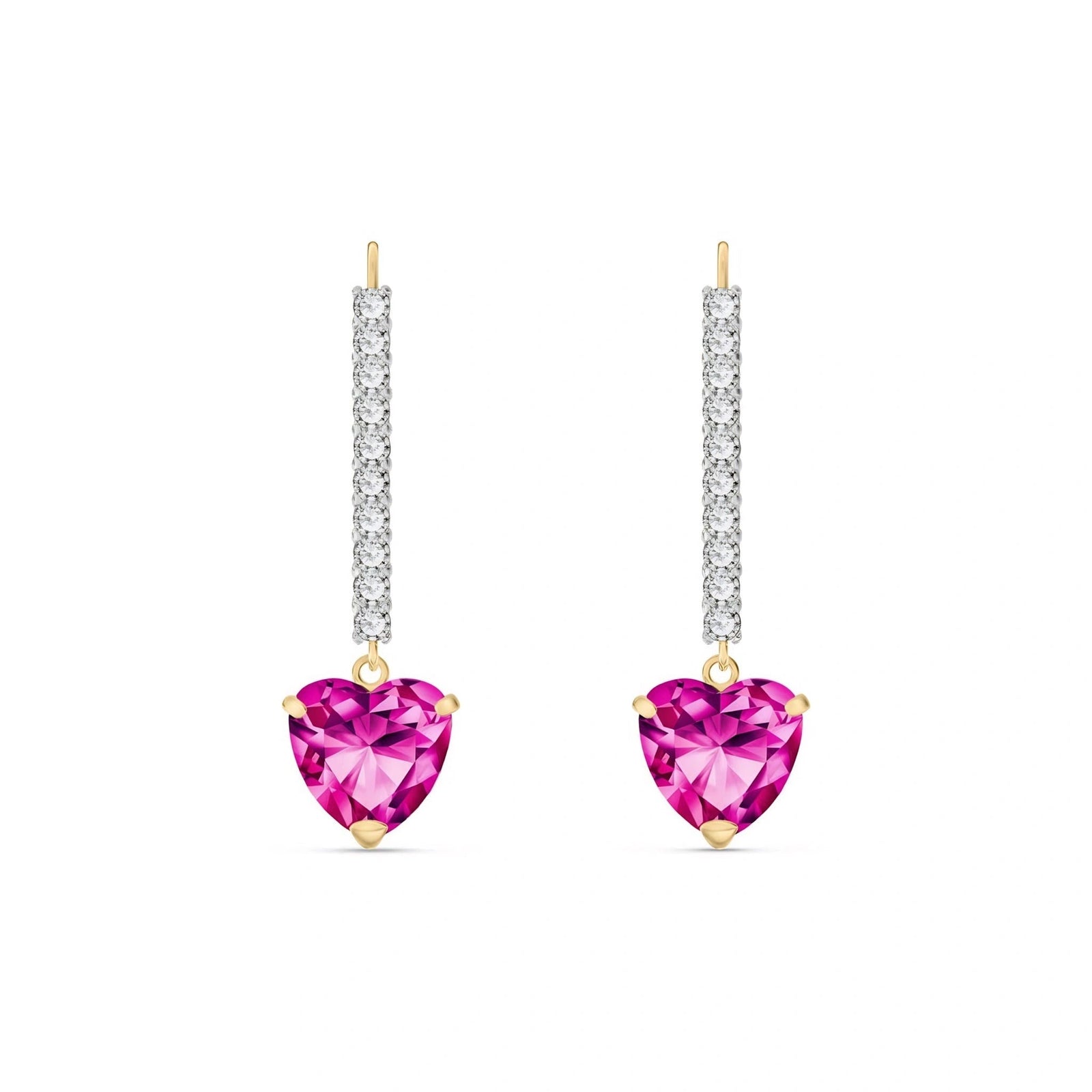 Yellow Gold Grace Drop Earrings Pink Topaz 10K — Luna