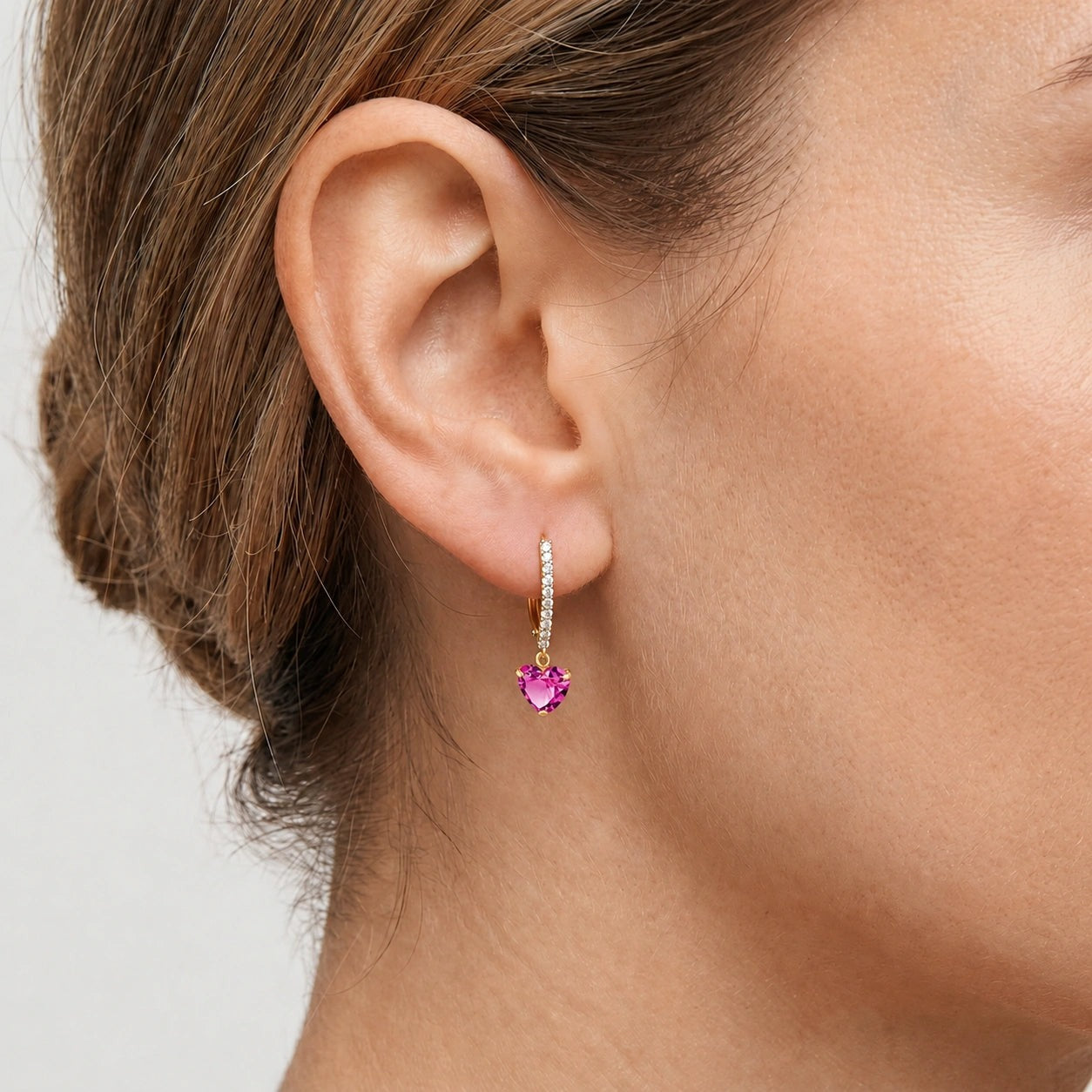 Yellow Gold Grace Drop Earrings Pink Topaz 10K — Luna