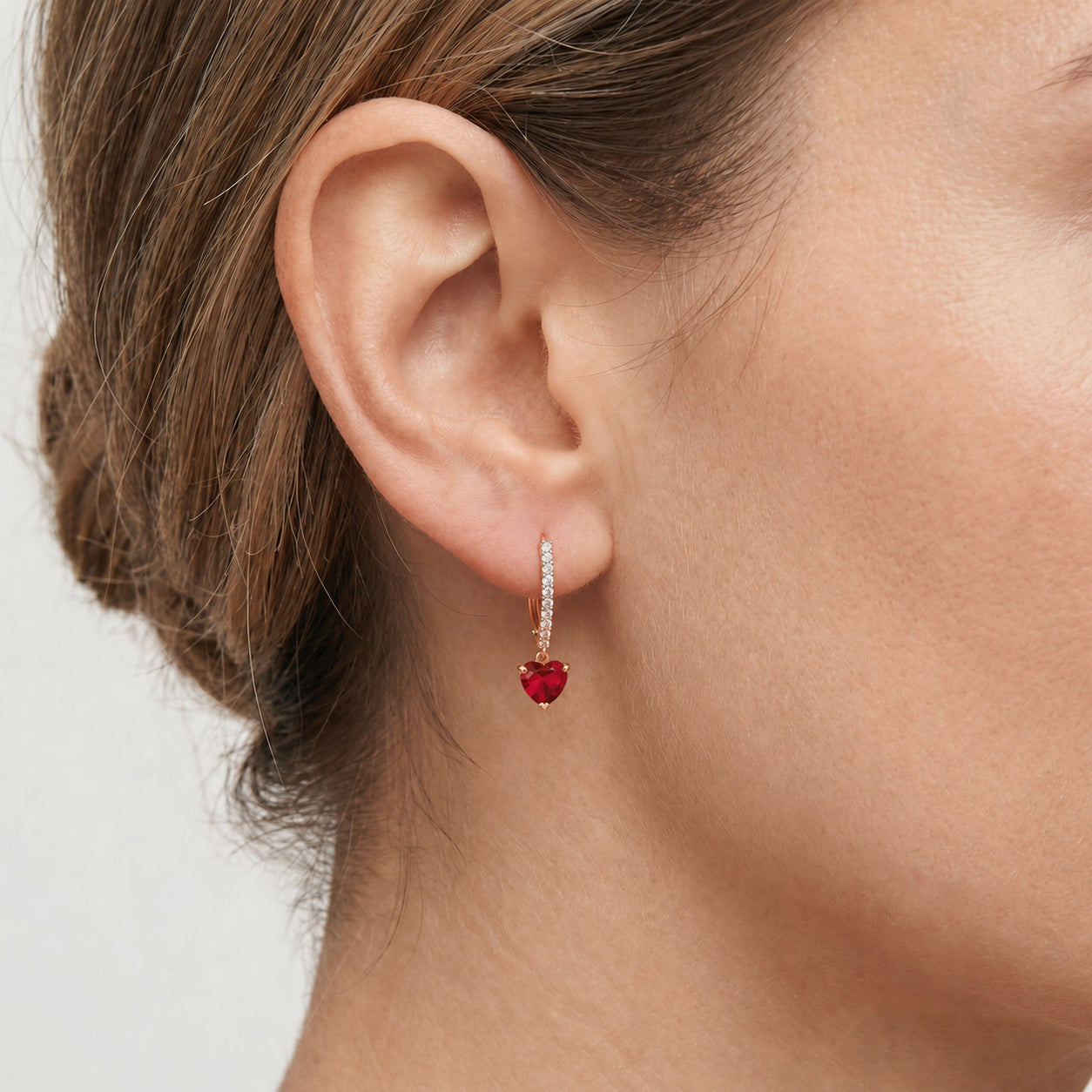 Rose Gold Grace Drop Earrings Ruby 10K — Luna