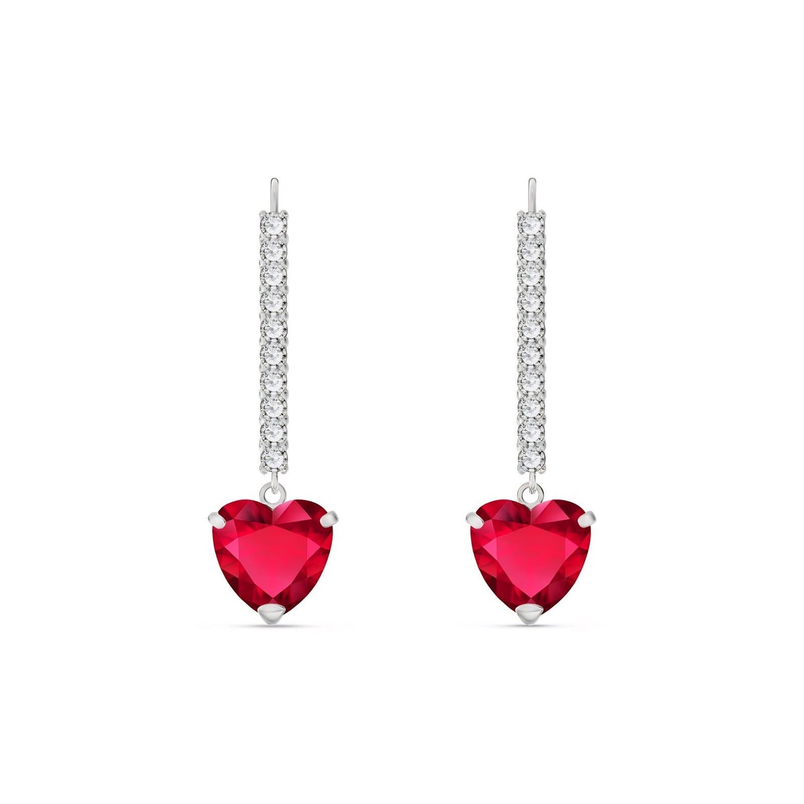White Gold Grace Drop Earrings Ruby 10K — Luna