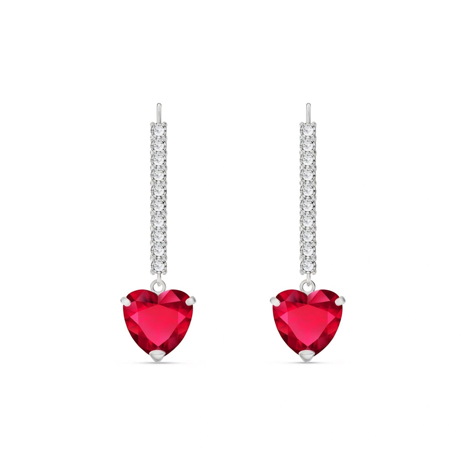 White Gold Grace Drop Earrings Ruby 10K — Luna