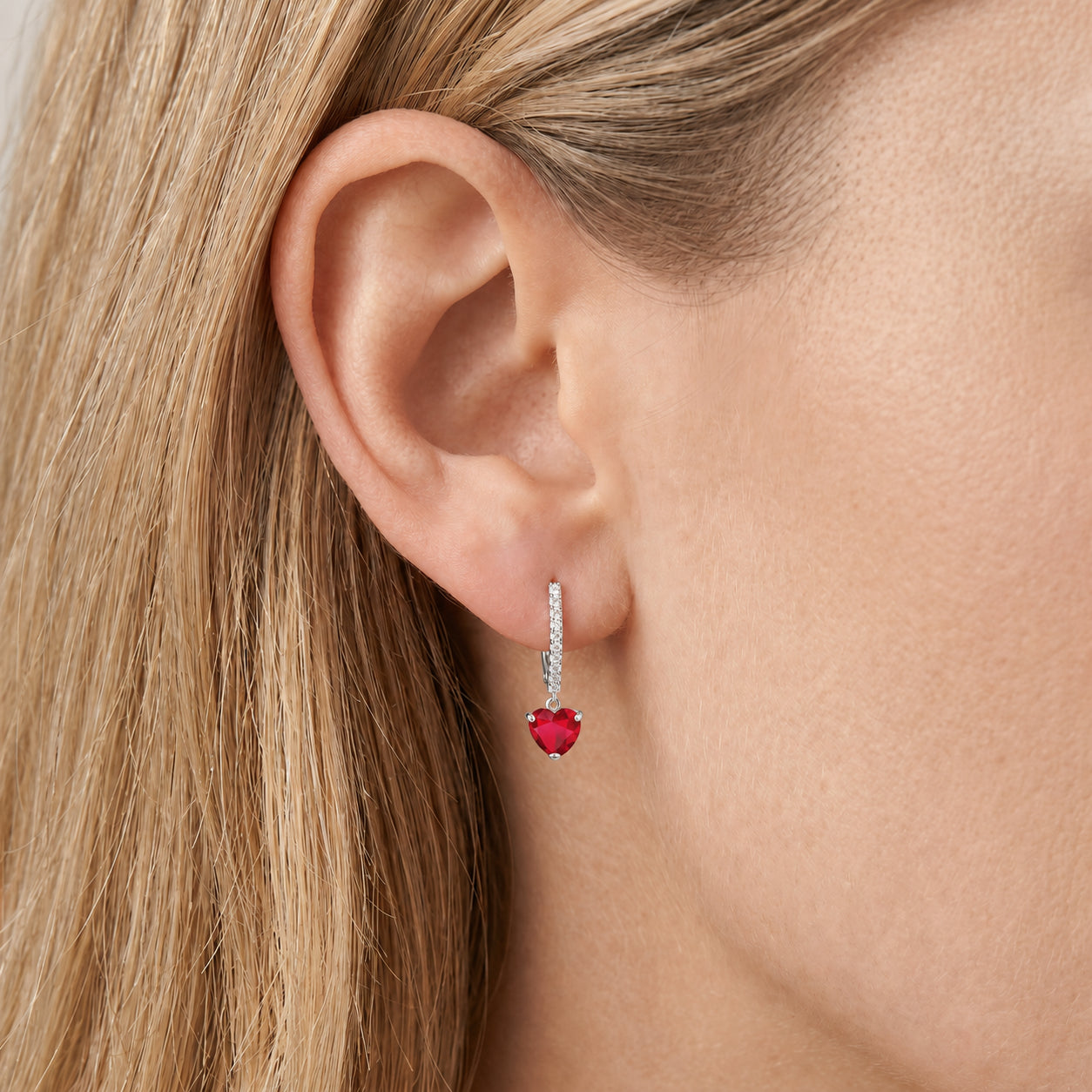 White Gold Grace Drop Earrings Ruby 10K — Luna