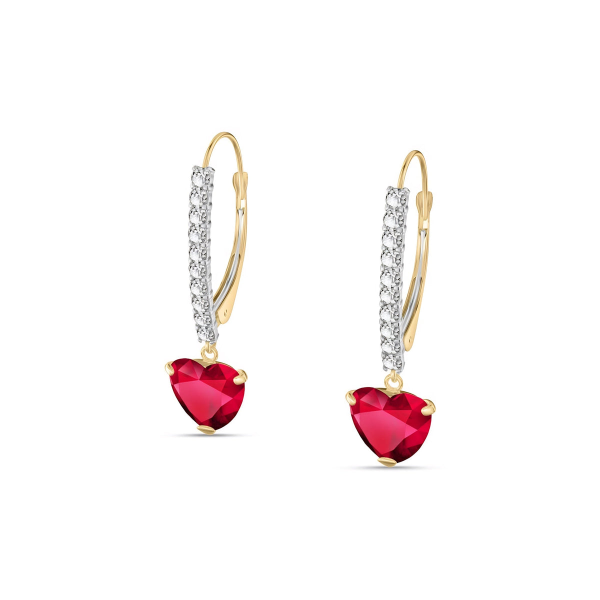 Yellow Gold Grace Drop Earrings Ruby 10K — Luna