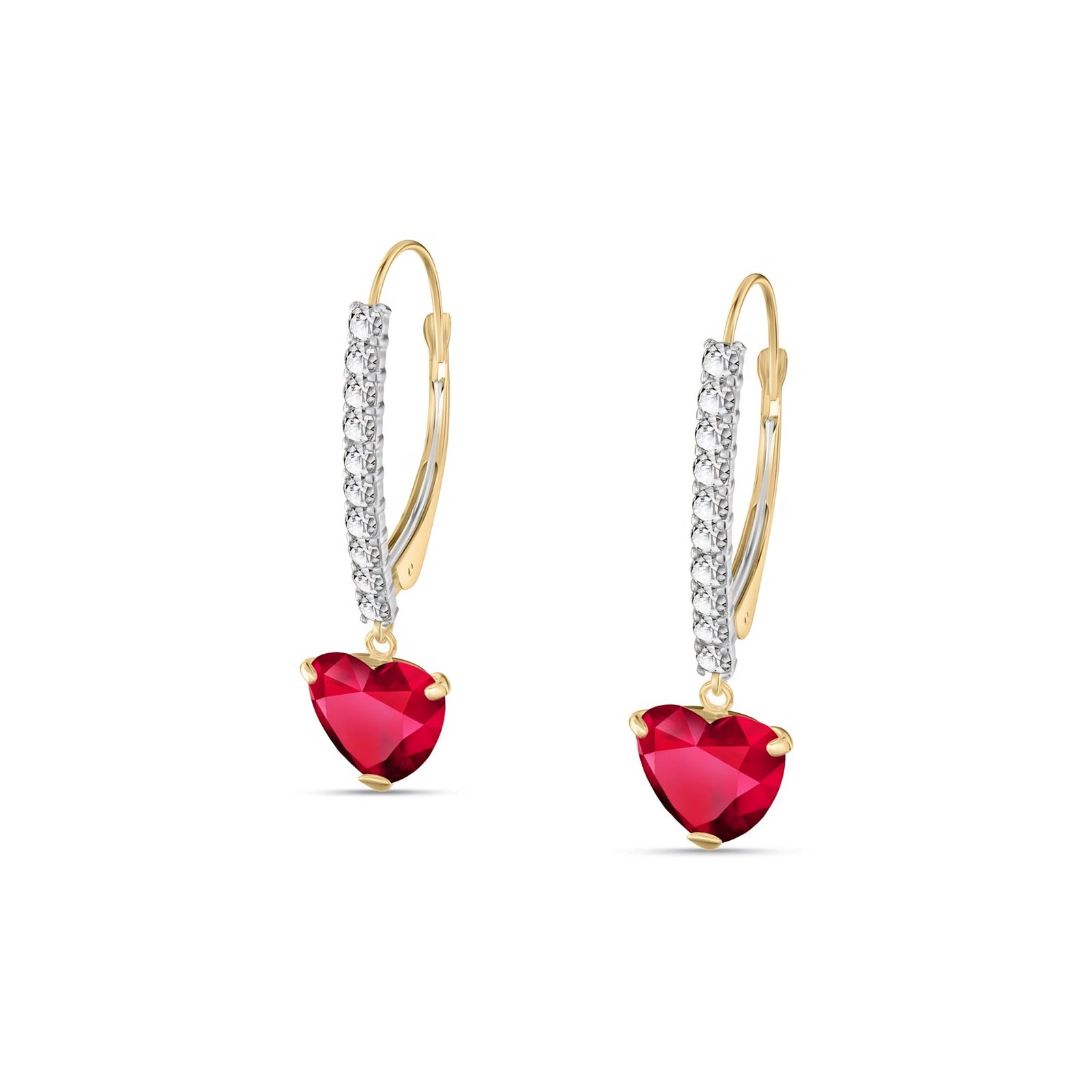 Yellow Gold Grace Drop Earrings Ruby 10K — Luna
