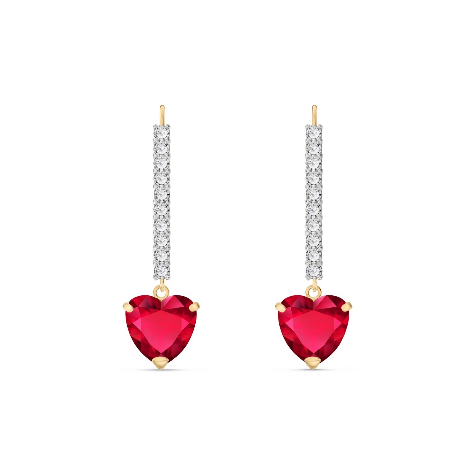 Yellow Gold Grace Drop Earrings Ruby 10K — Luna