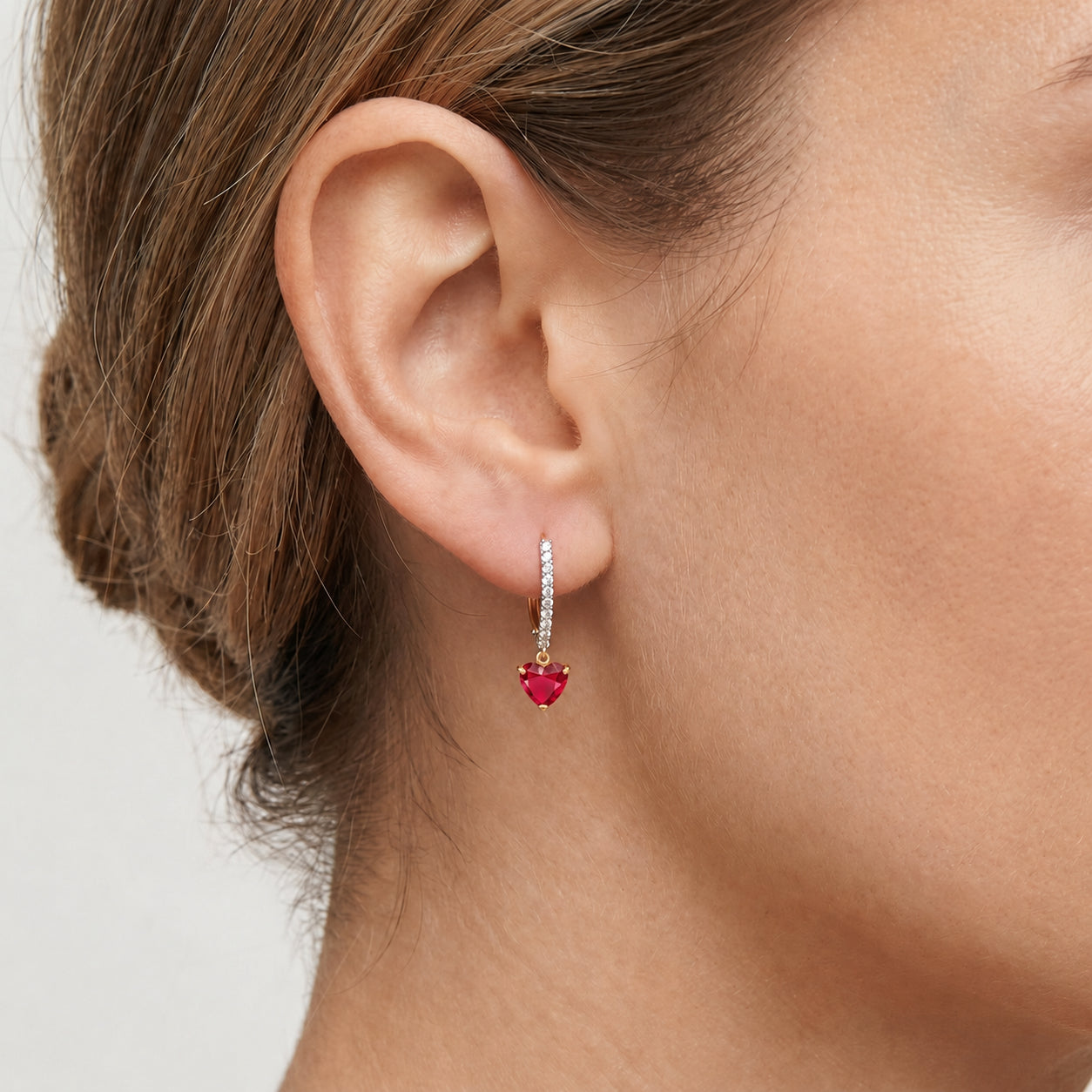 Yellow Gold Grace Drop Earrings Ruby 10K — Luna