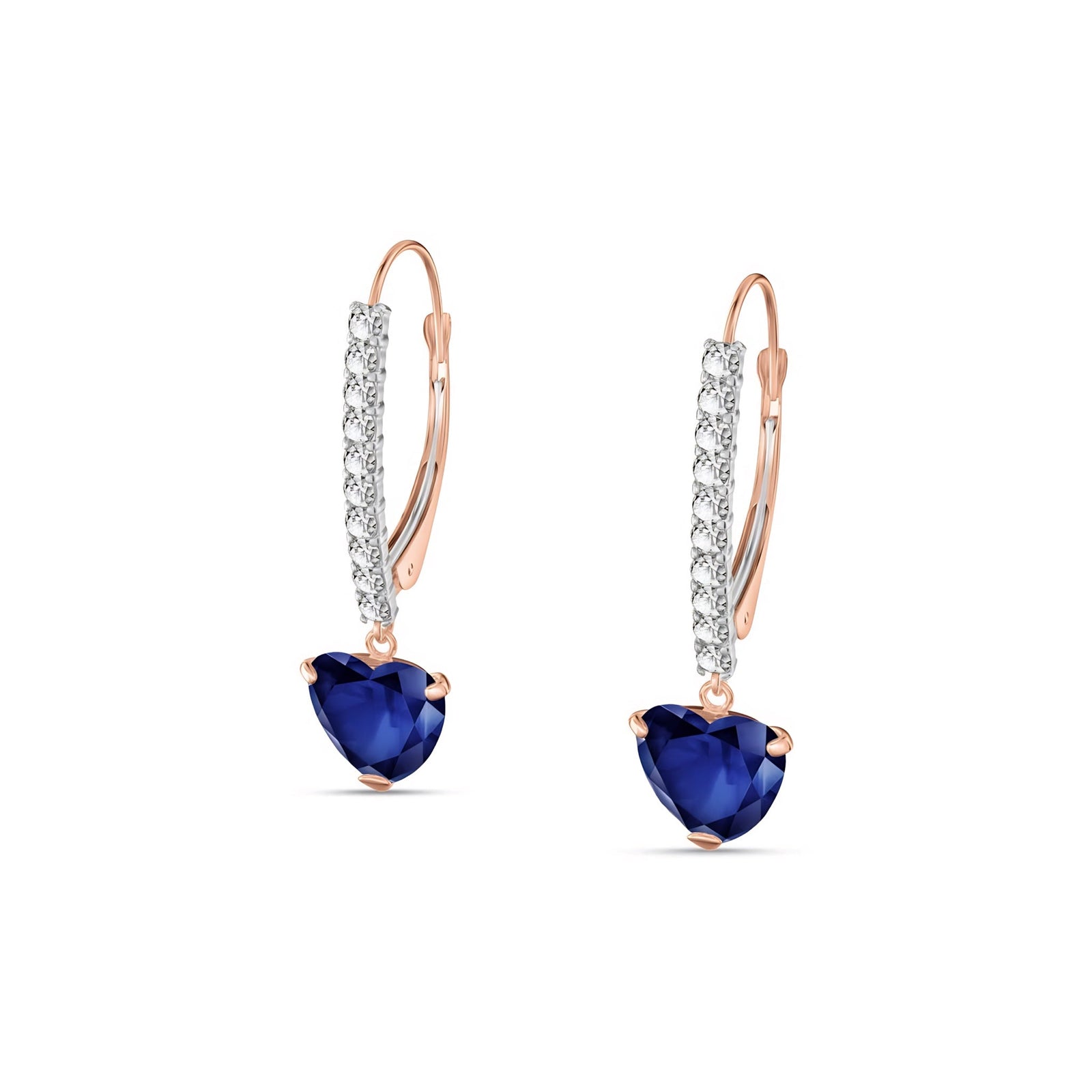 Rose Gold Grace Drop Earrings Sapphire 10K — Luna