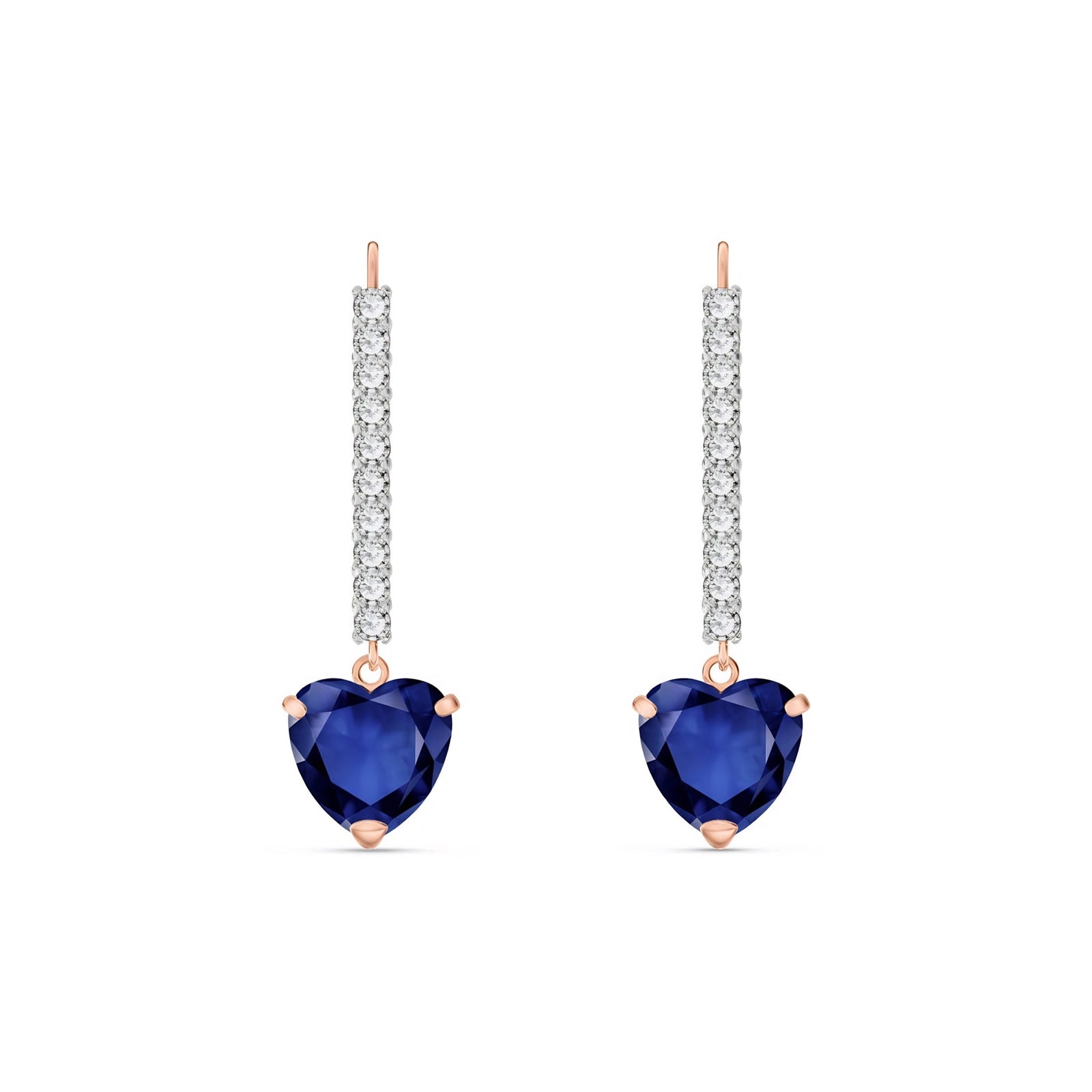 Rose Gold Grace Drop Earrings Sapphire 10K — Luna