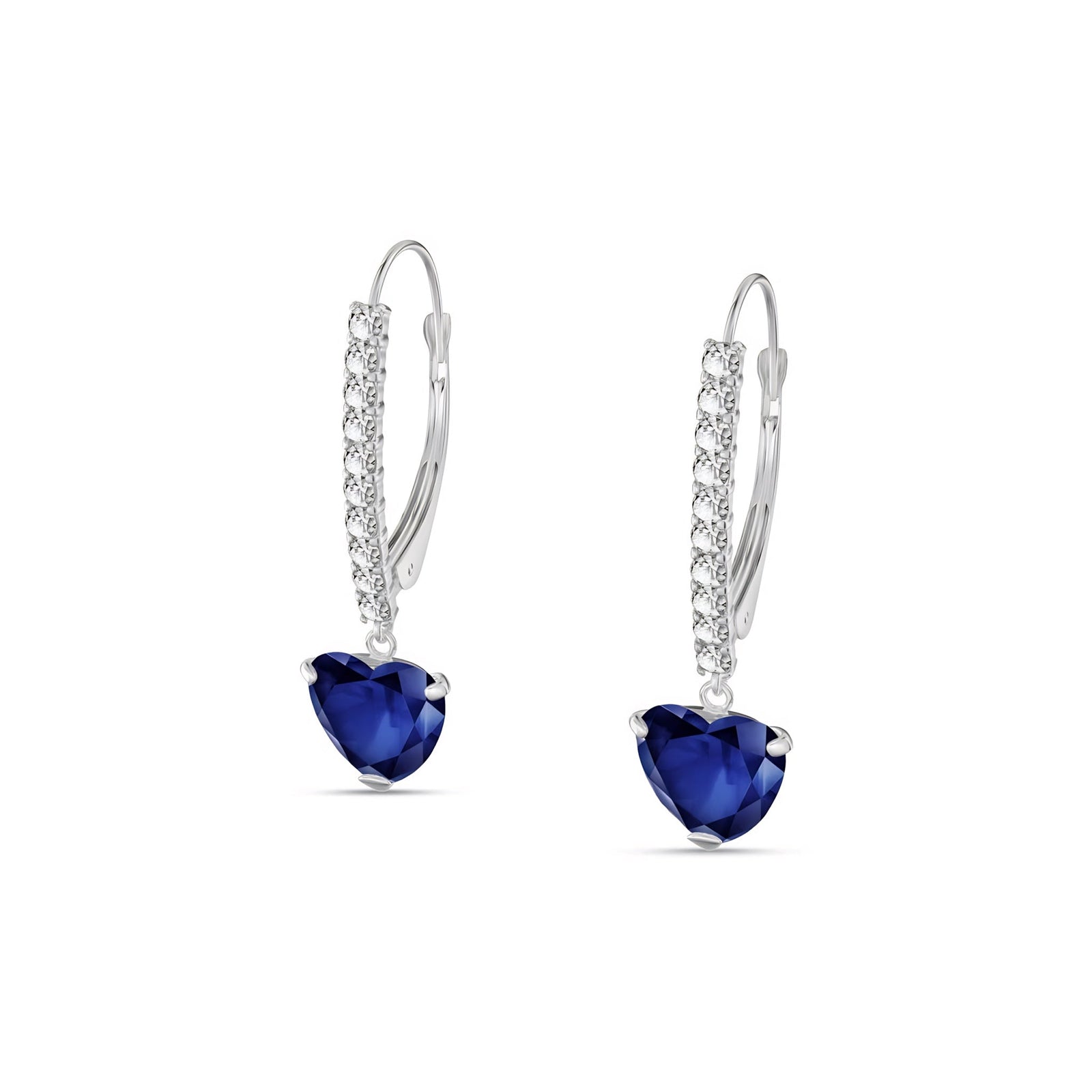 White Gold Grace Drop Earrings Sapphire 10K — Luna