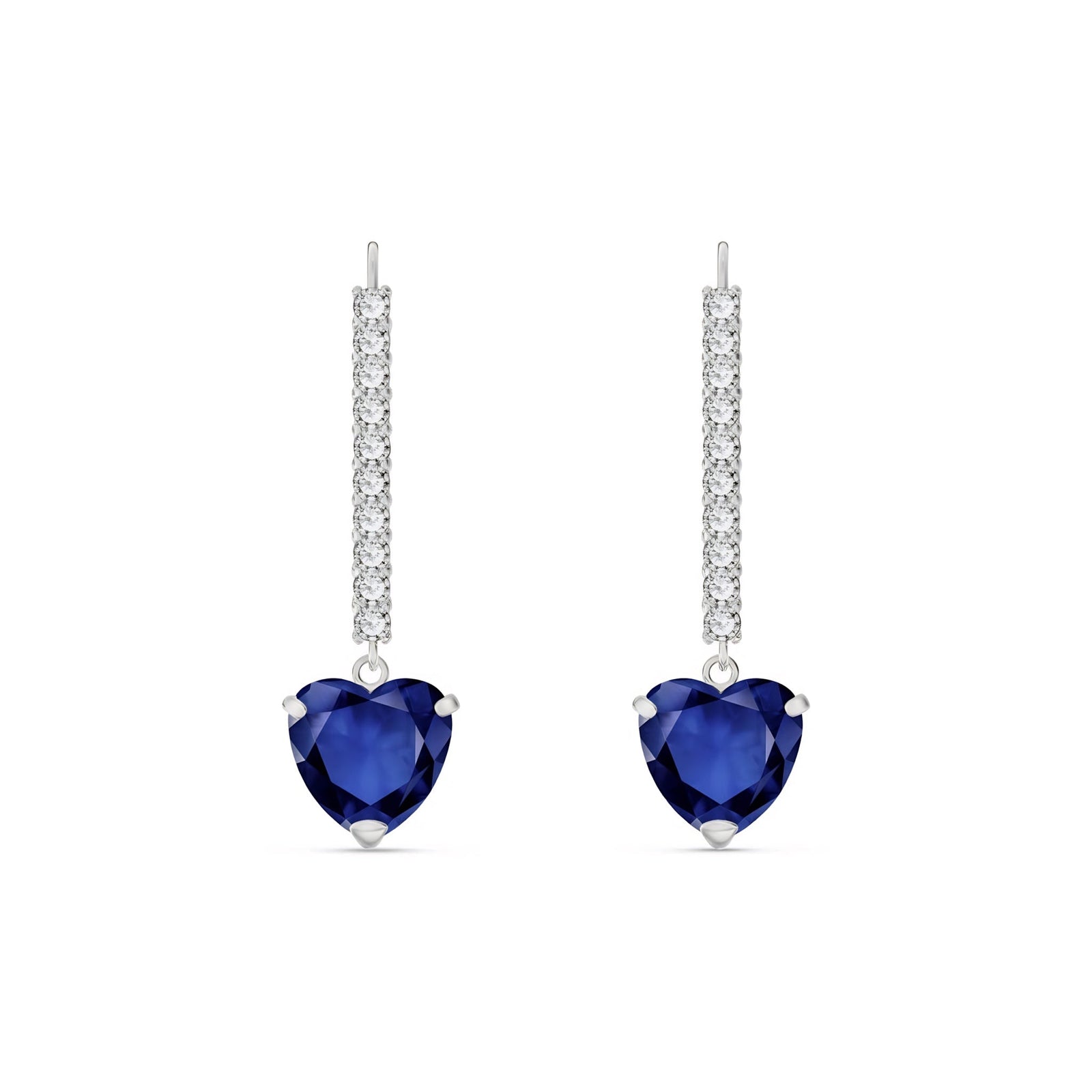 White Gold Grace Drop Earrings Sapphire 10K — Luna