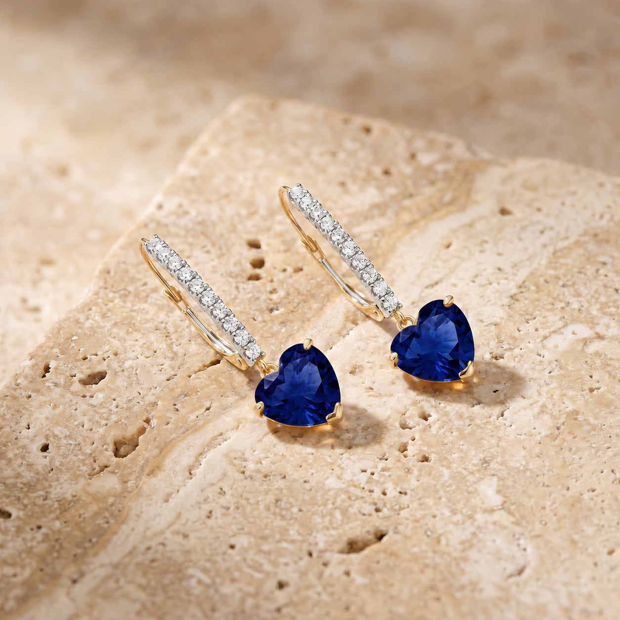 Yellow Gold Grace Drop Earrings Sapphire 10K — Luna