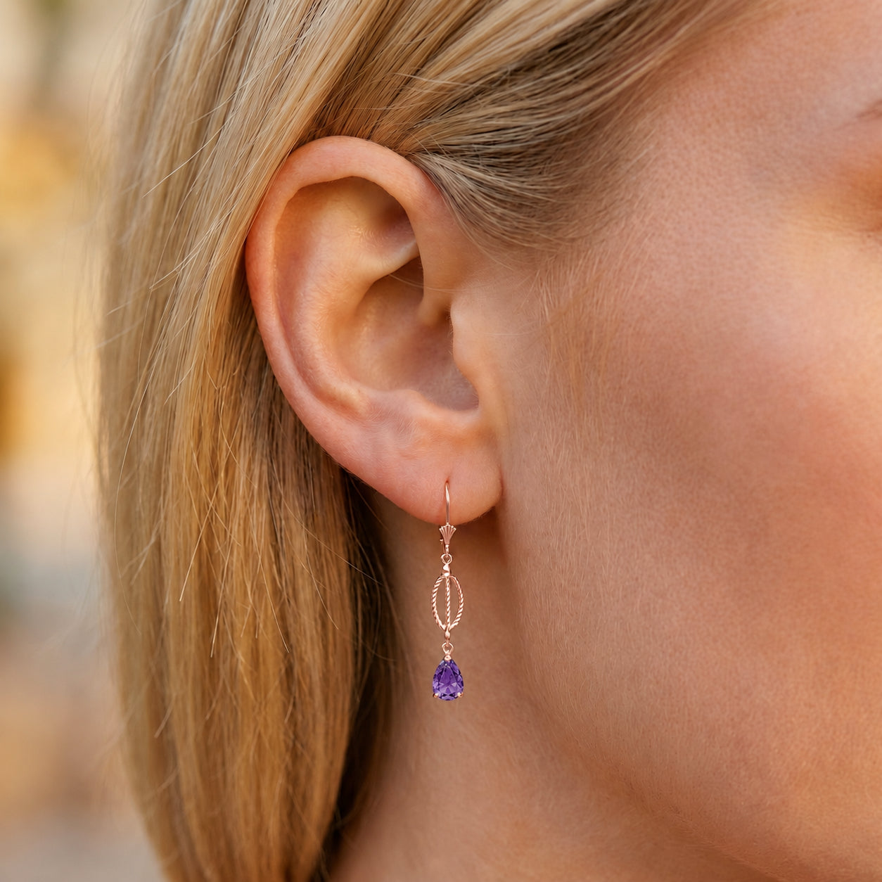 Rose Gold Heritage Earrings Amethyst 10K — Carolina