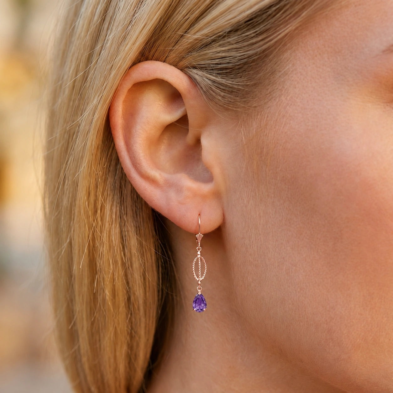 Rose Gold Heritage Earrings Amethyst 10K — Carolina