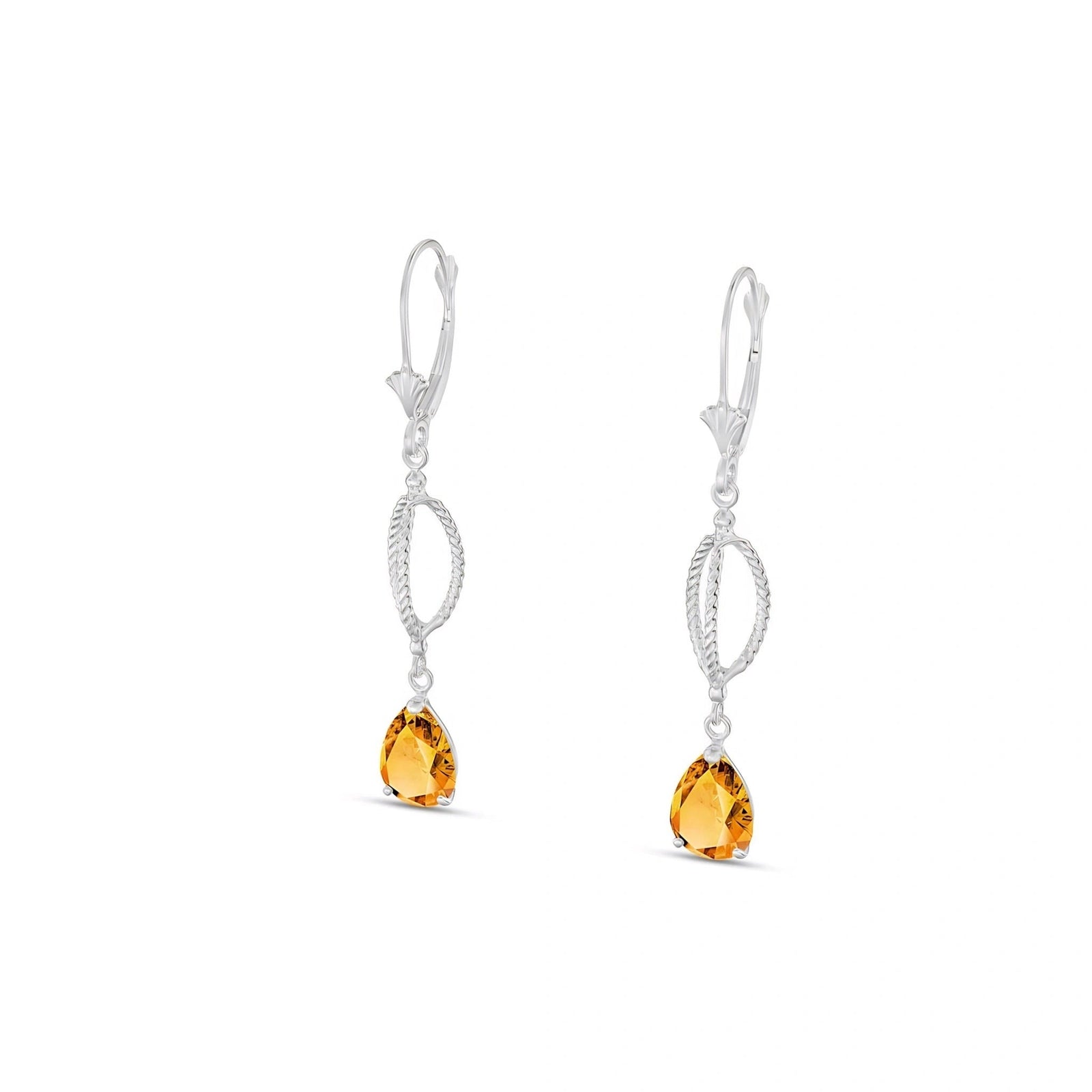 White Gold Heritage Earrings Citrine 10K — Carolina