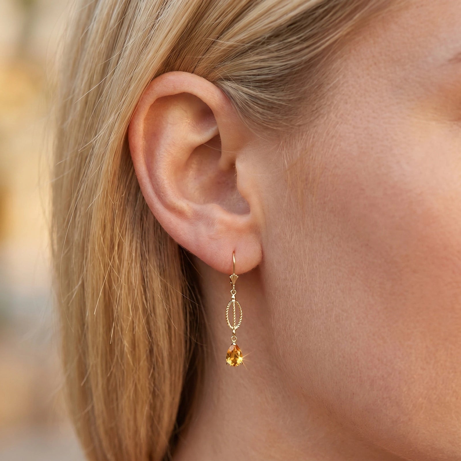 Yellow Gold Heritage Earrings Citrine 10K — Carolina