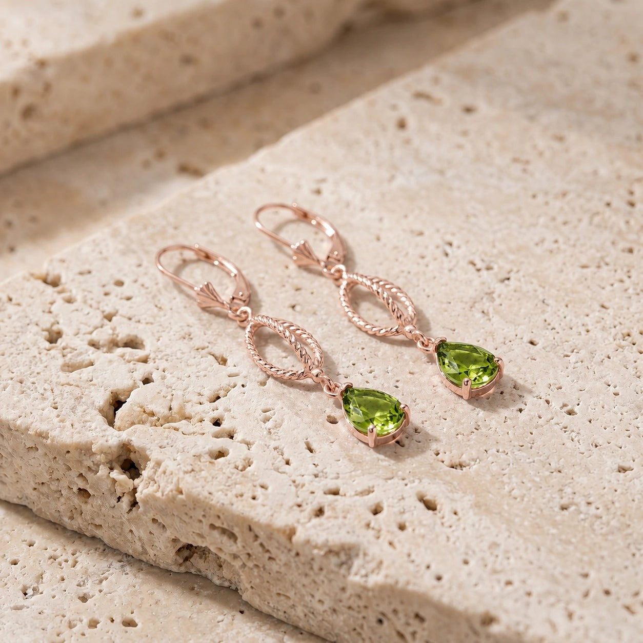 Rose Gold Heritage Earrings Peridot 10K — Carolina
