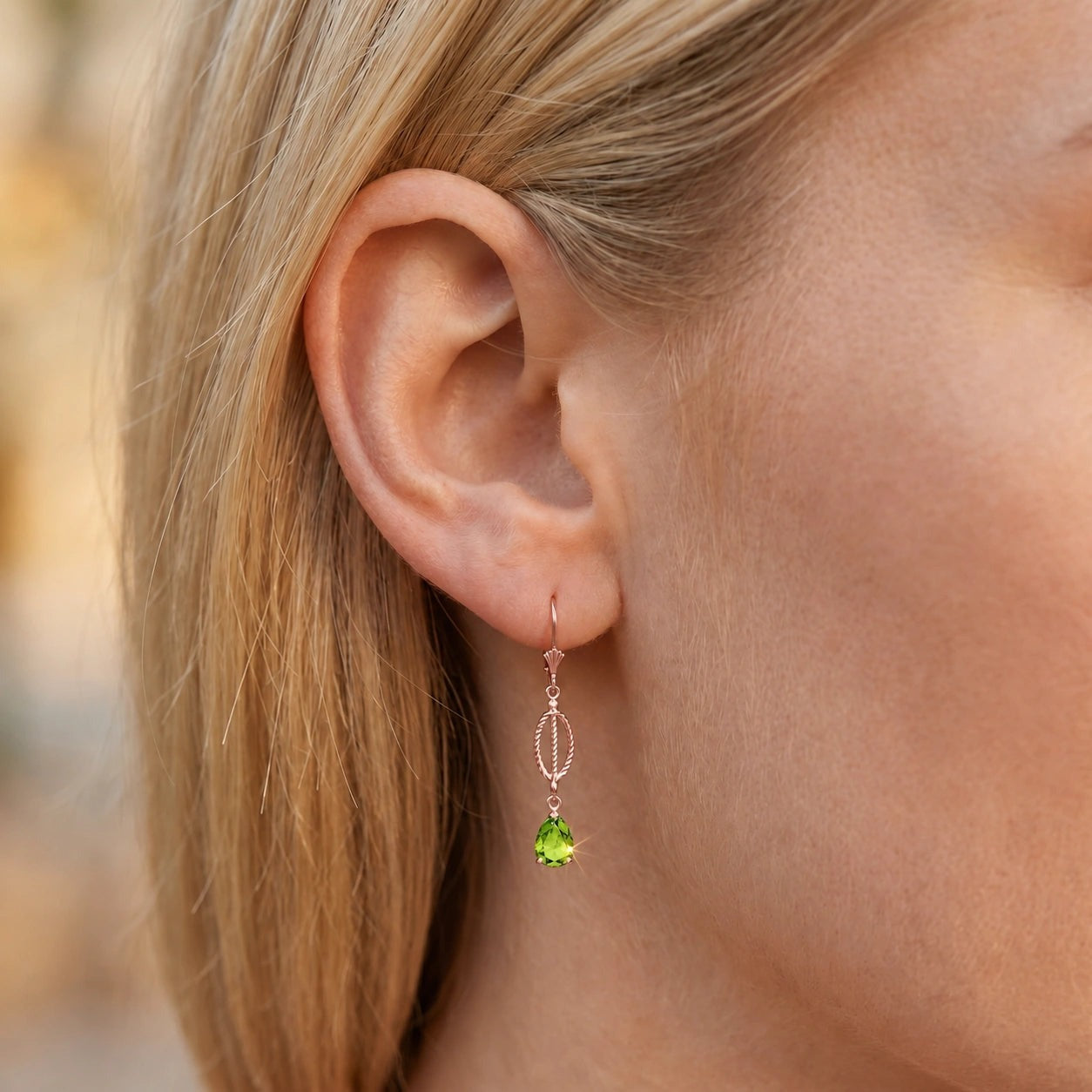 Rose Gold Heritage Earrings Peridot 10K — Carolina