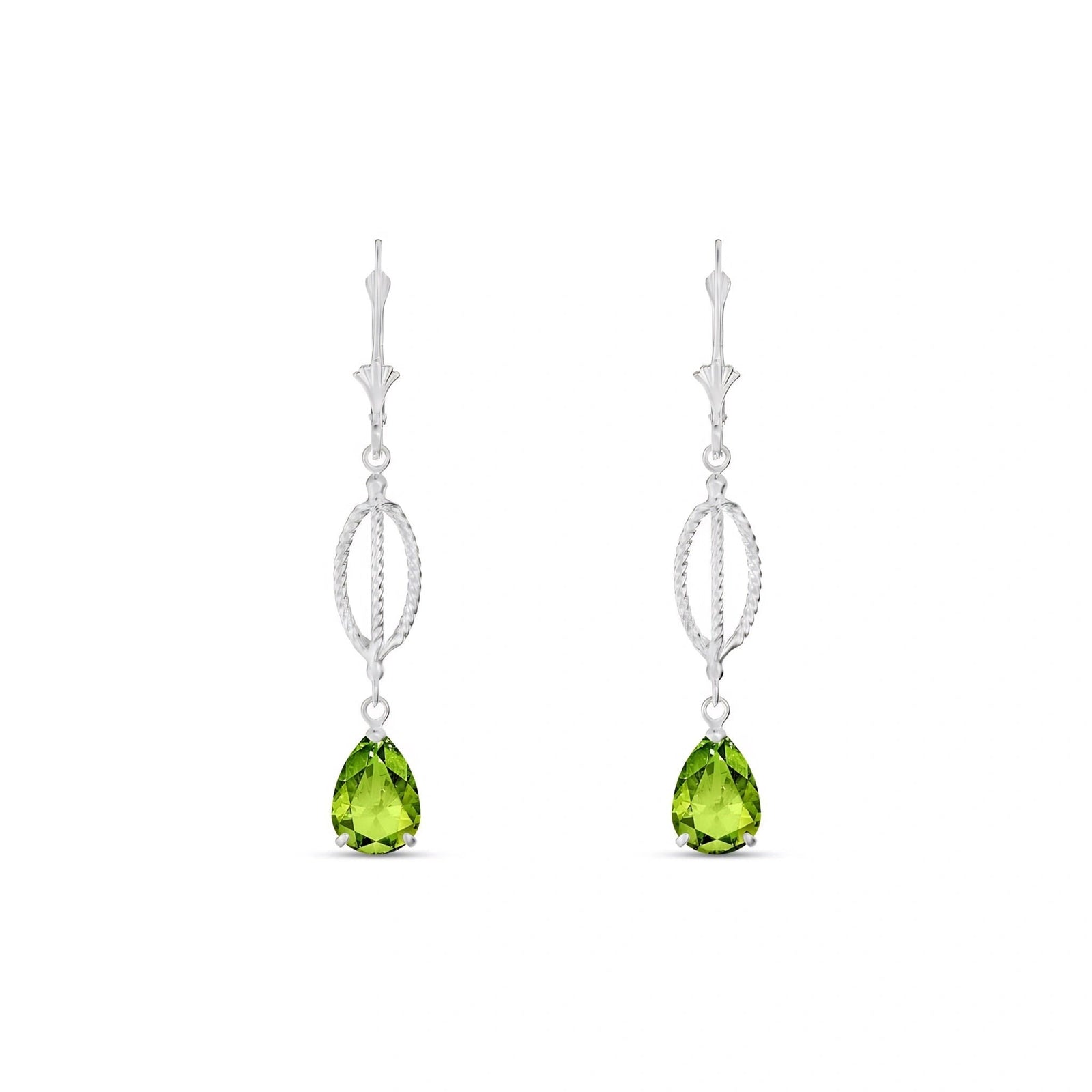 White Gold Heritage Earrings Peridot 10K — Carolina
