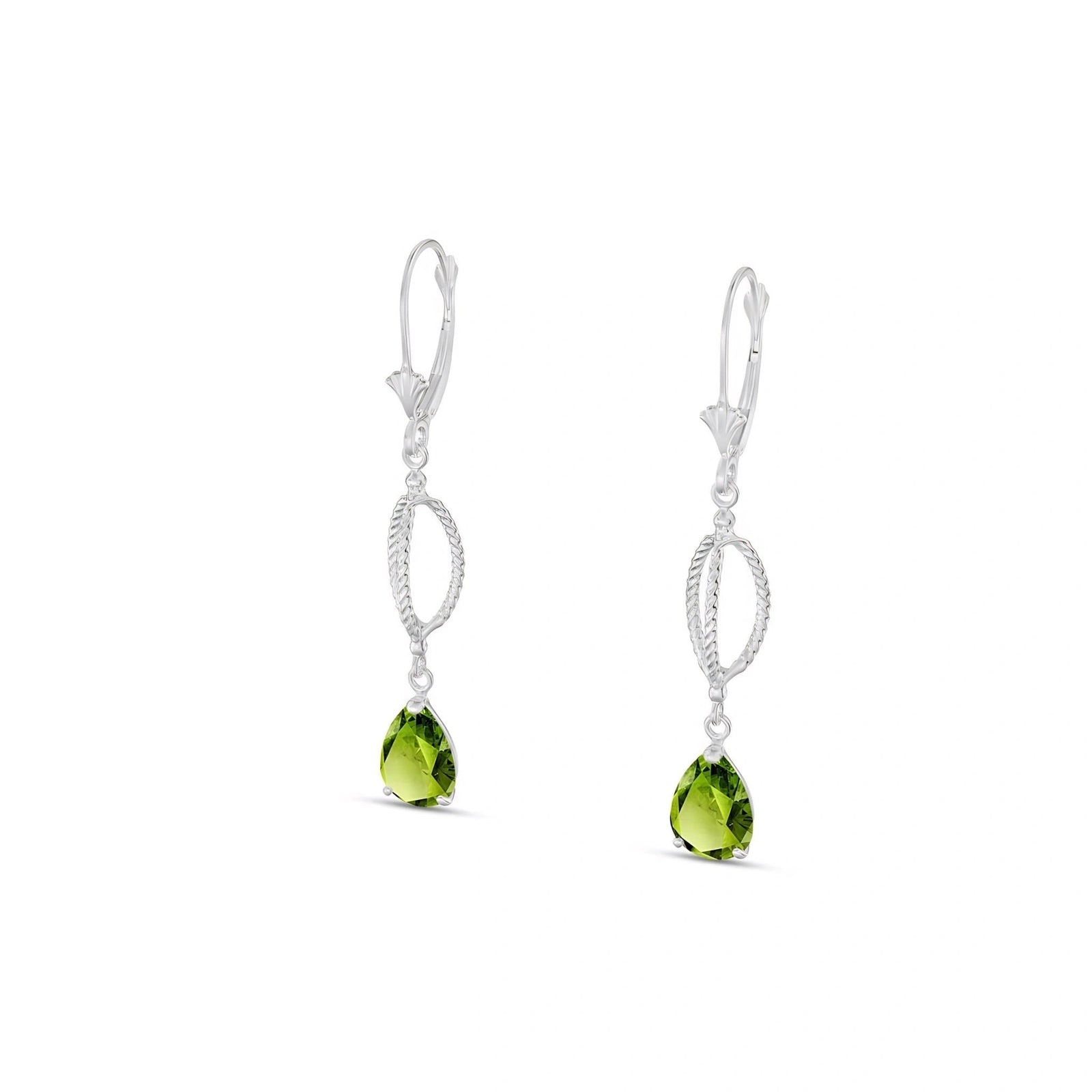 White Gold Heritage Earrings Peridot 10K — Carolina