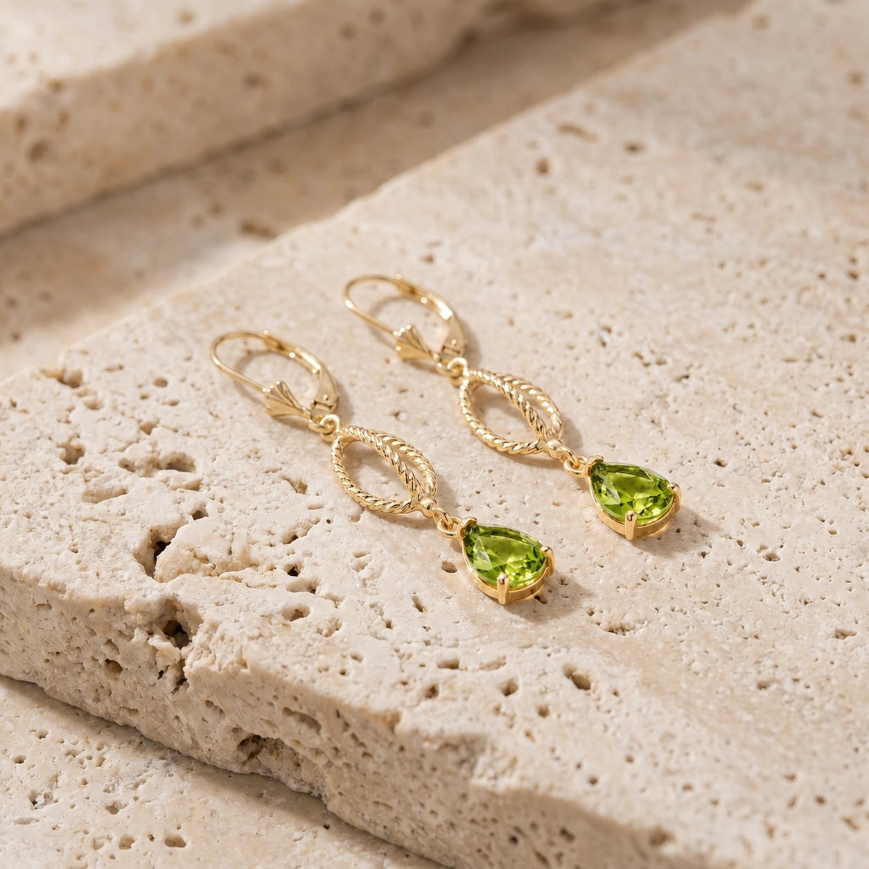Yellow Gold Heritage Earrings Peridot 10K — Carolina