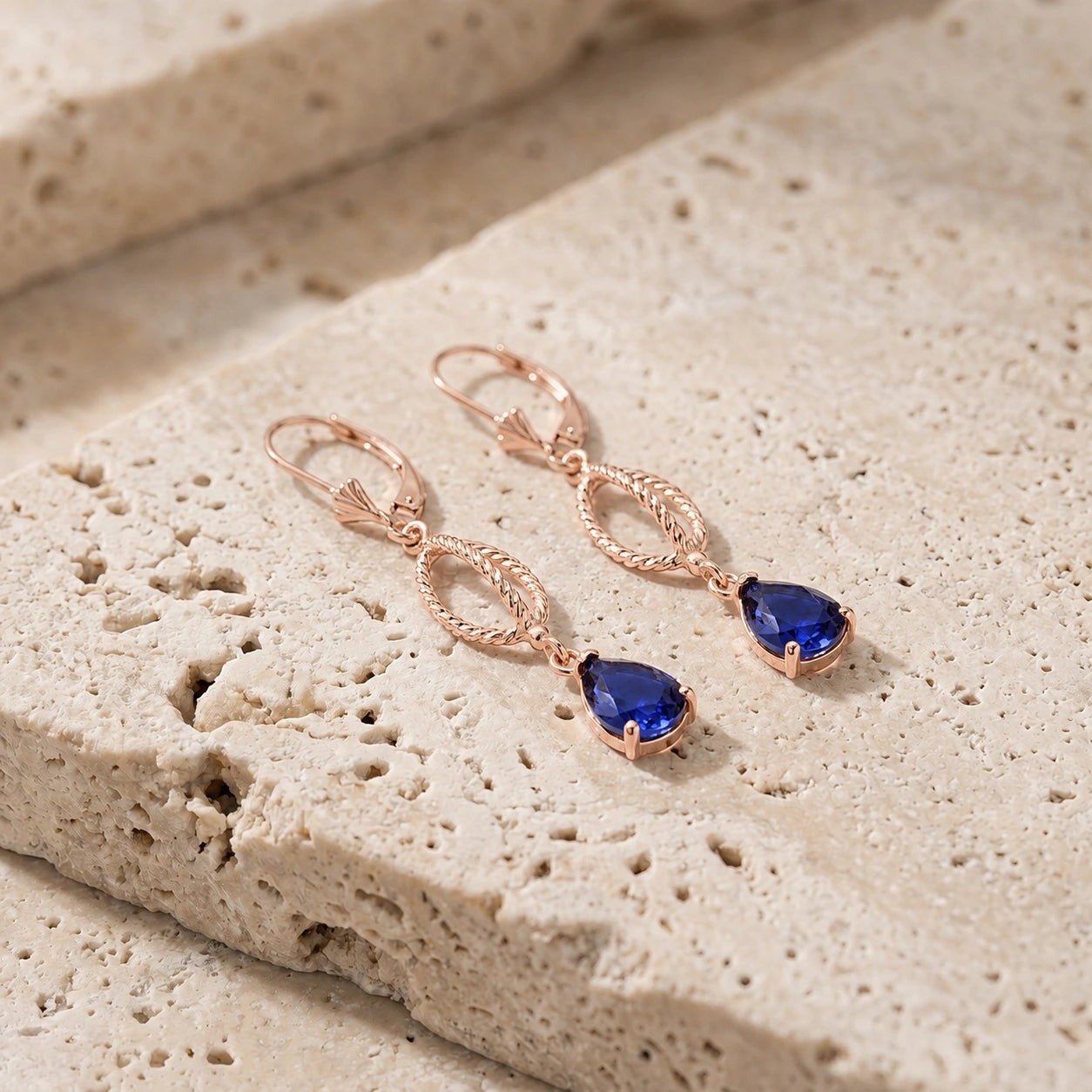 Rose Gold Heritage Earrings Sapphire 10K — Carolina