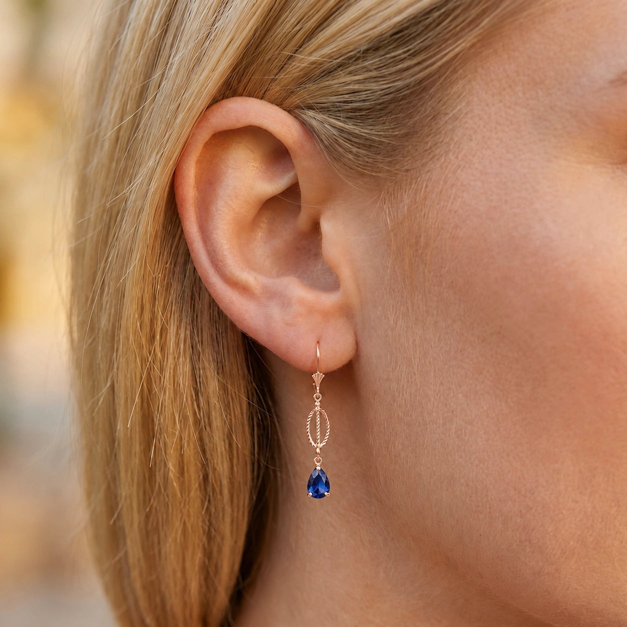 Rose Gold Heritage Earrings Sapphire 10K — Carolina