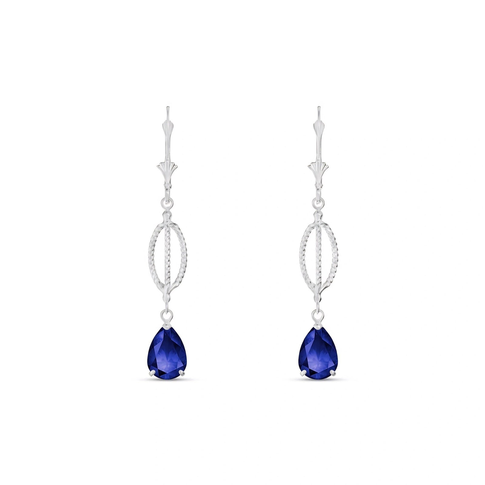 White Gold Heritage Earrings Sapphire 10K — Carolina