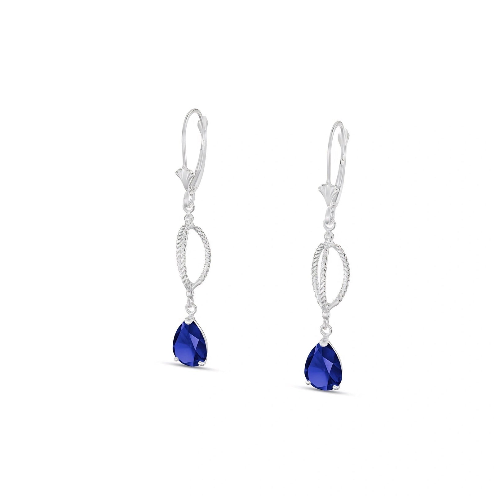 White Gold Heritage Earrings Sapphire 10K — Carolina