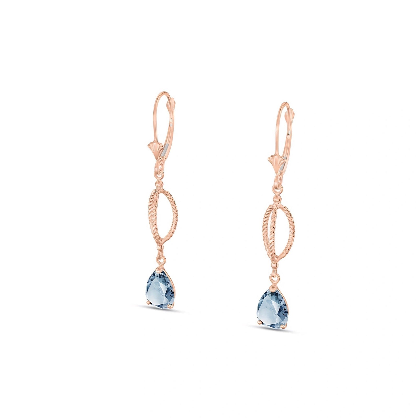 Rose Gold Heritage Earrings Aquamarine 10K — Carolina
