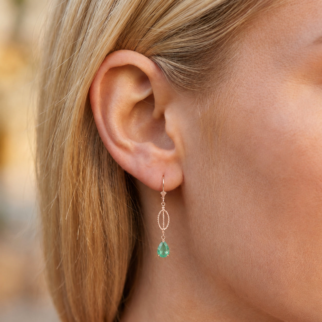 Rose Gold Heritage Earrings Aquamarine 10K — Carolina