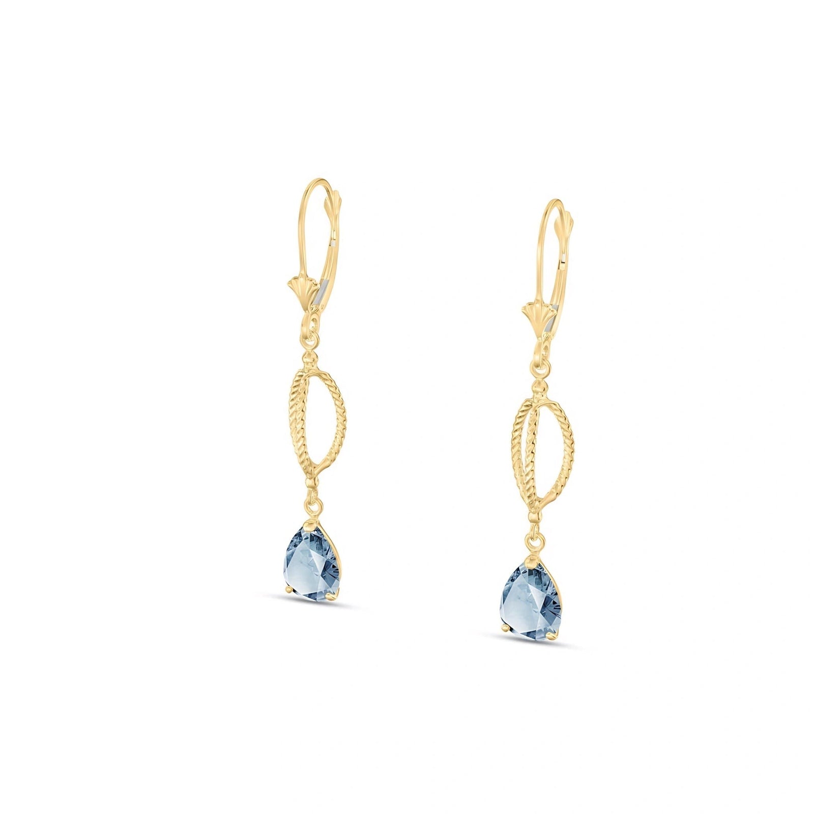Yellow Gold Heritage Earrings Aquamarine 10K — Carolina