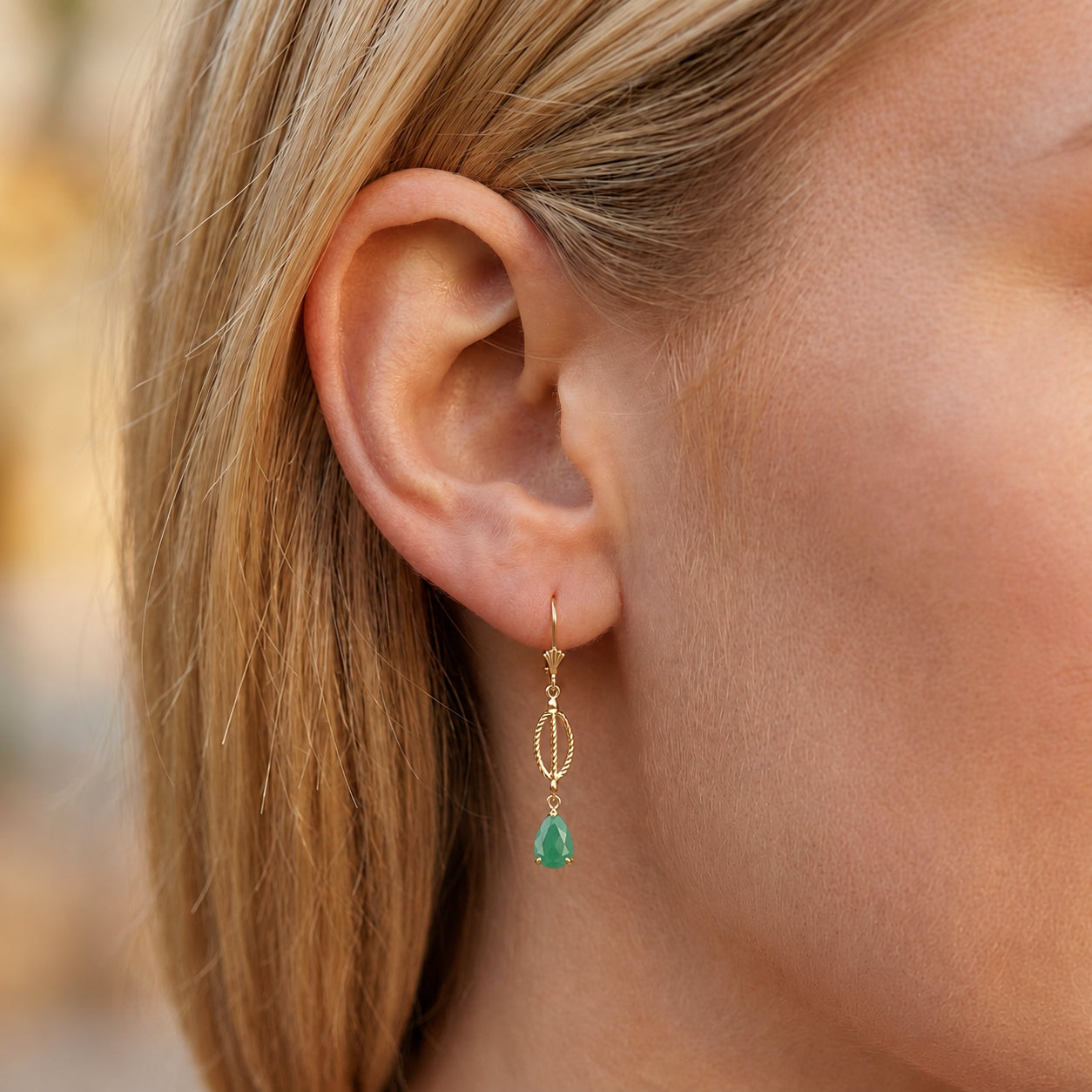 Yellow Gold Heritage Earrings Aquamarine 10K — Carolina