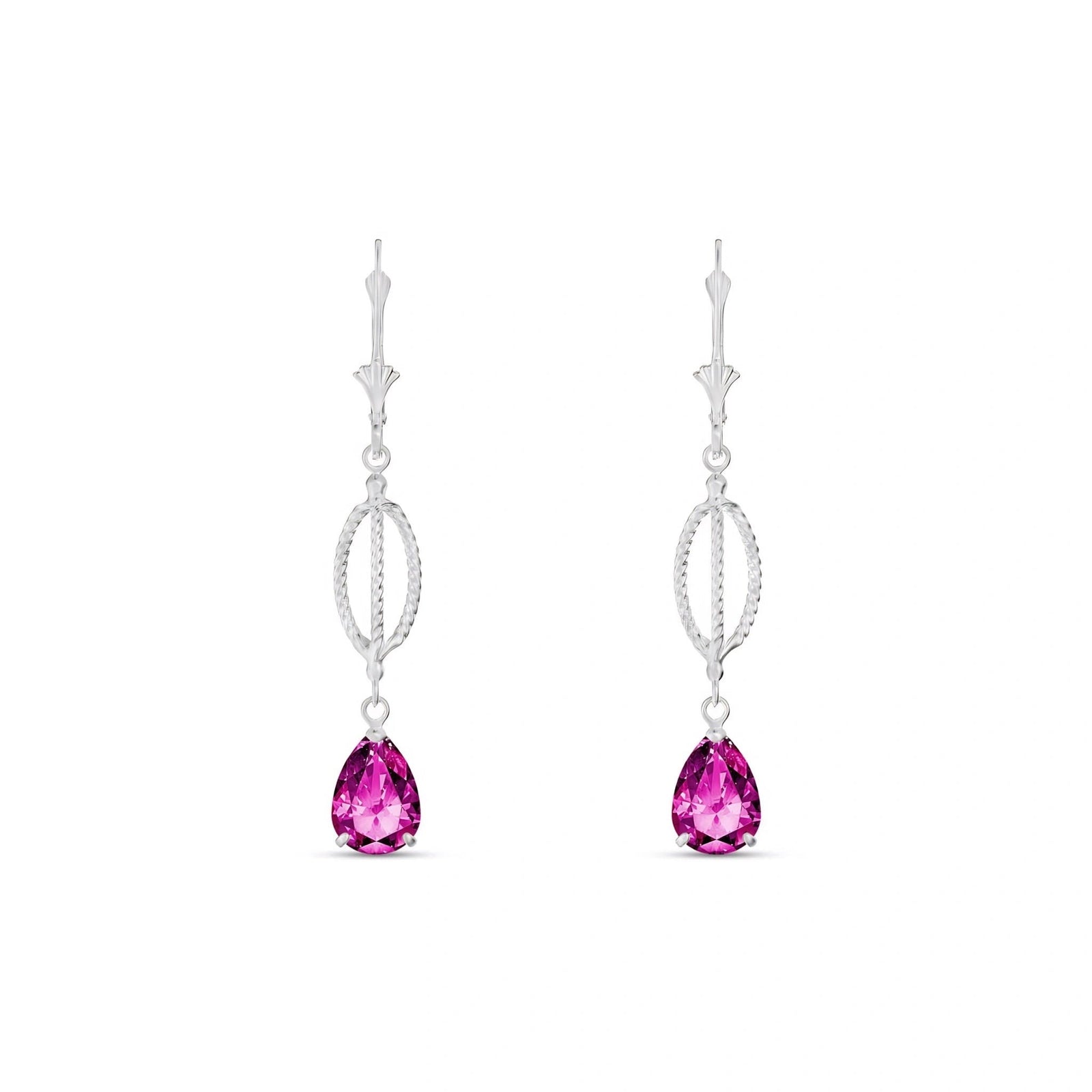 White Gold Heritage Earrings Pink Topaz 10K — Carolina