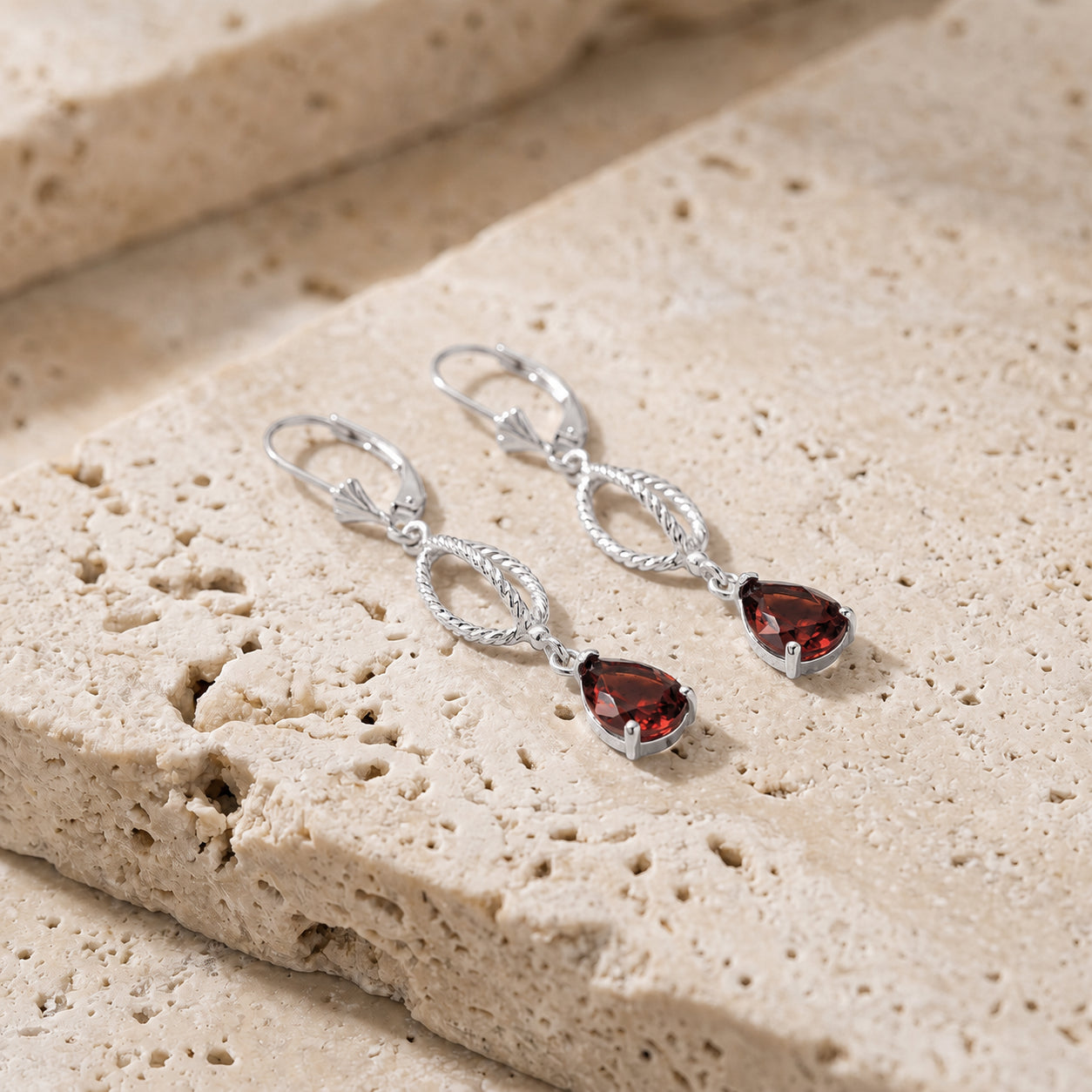 White Gold Heritage Earrings Pink Topaz 10K — Carolina