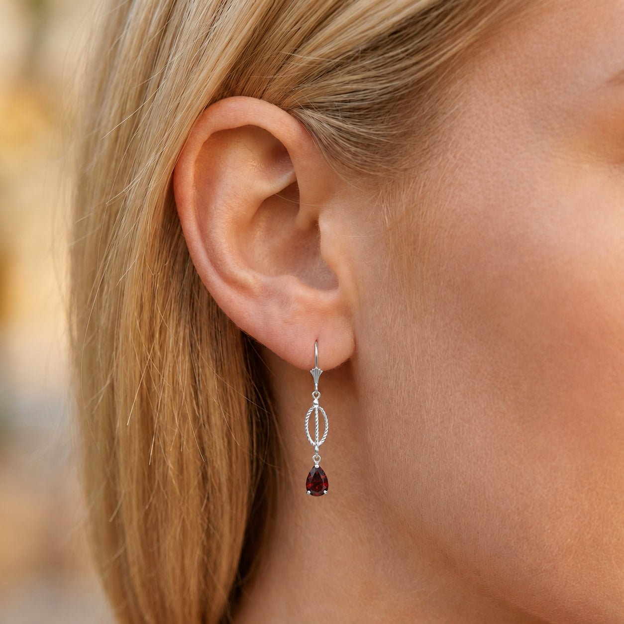 White Gold Heritage Earrings Pink Topaz 10K — Carolina