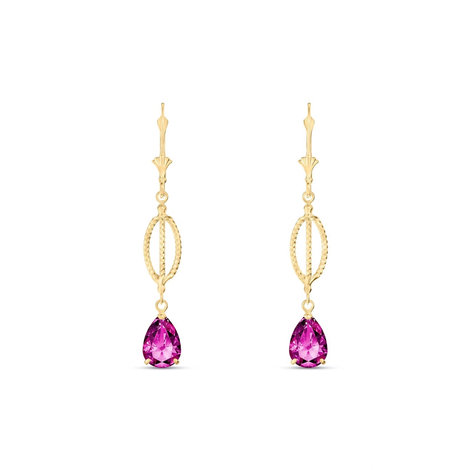 Yellow Gold Heritage Earrings Pink Topaz 10K — Carolina