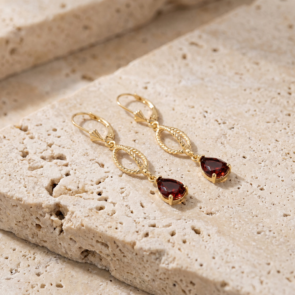 Yellow Gold Heritage Earrings Pink Topaz 10K — Carolina