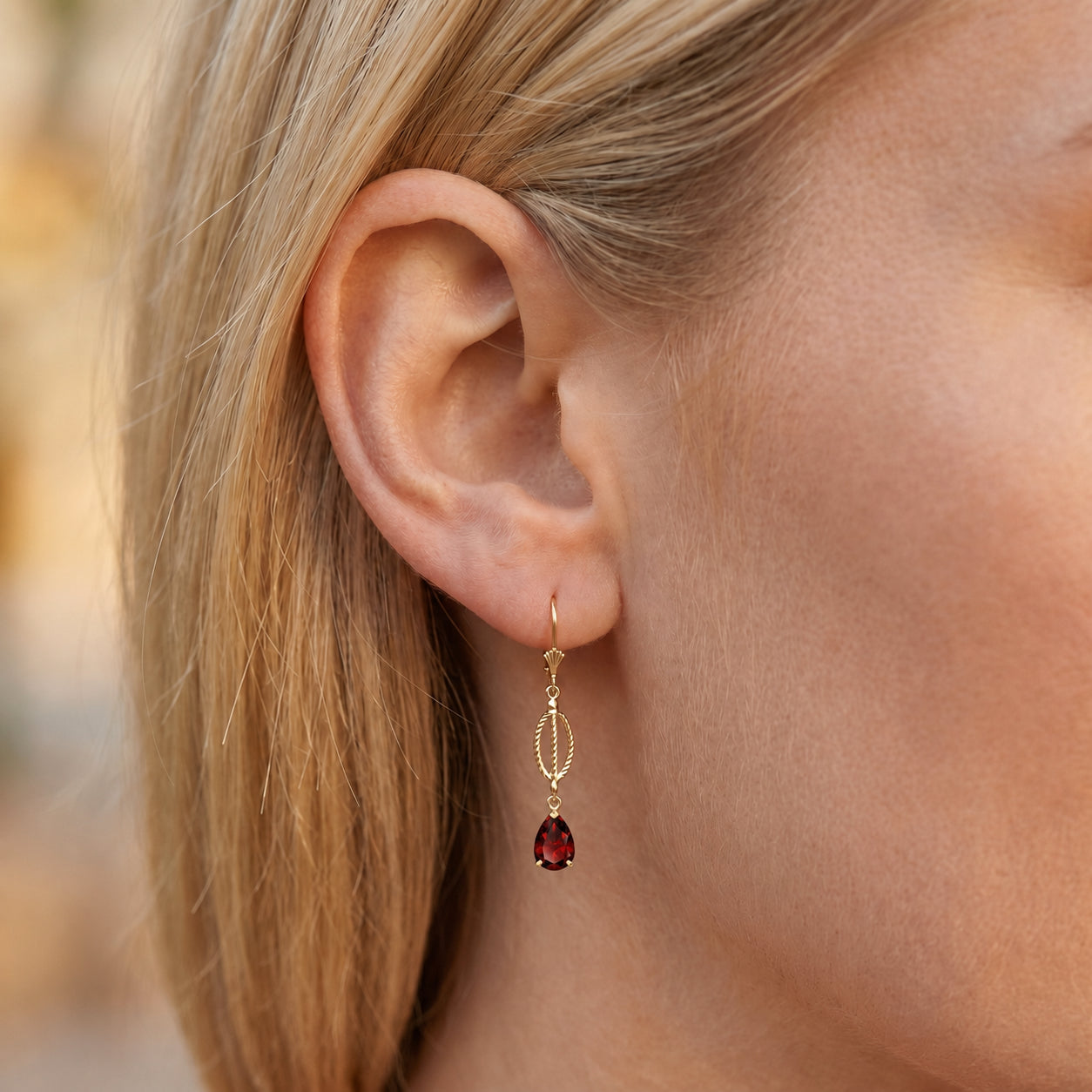 Yellow Gold Heritage Earrings Pink Topaz 10K — Carolina