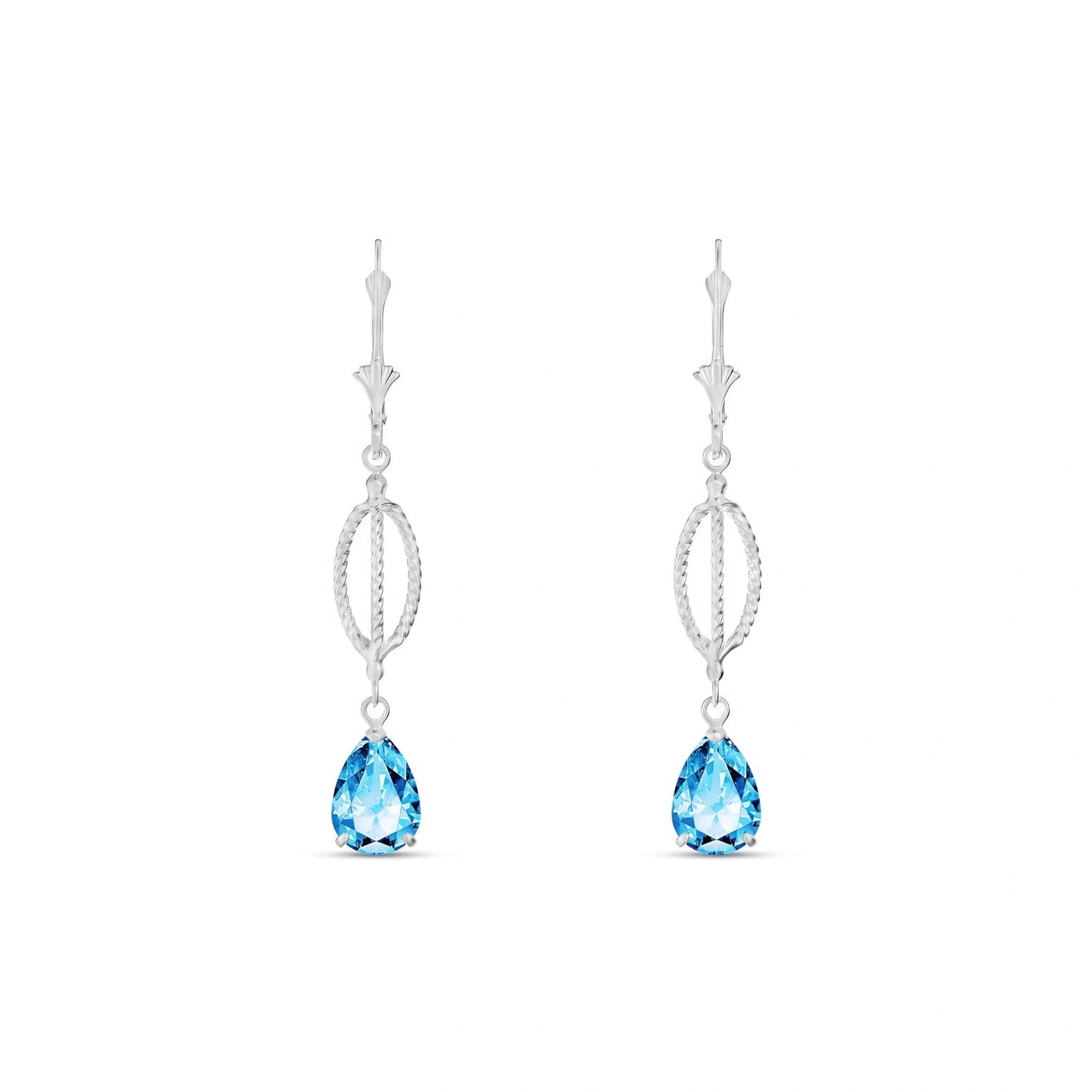 White Gold Heritage Earrings Blue Topaz 10K — Carolina