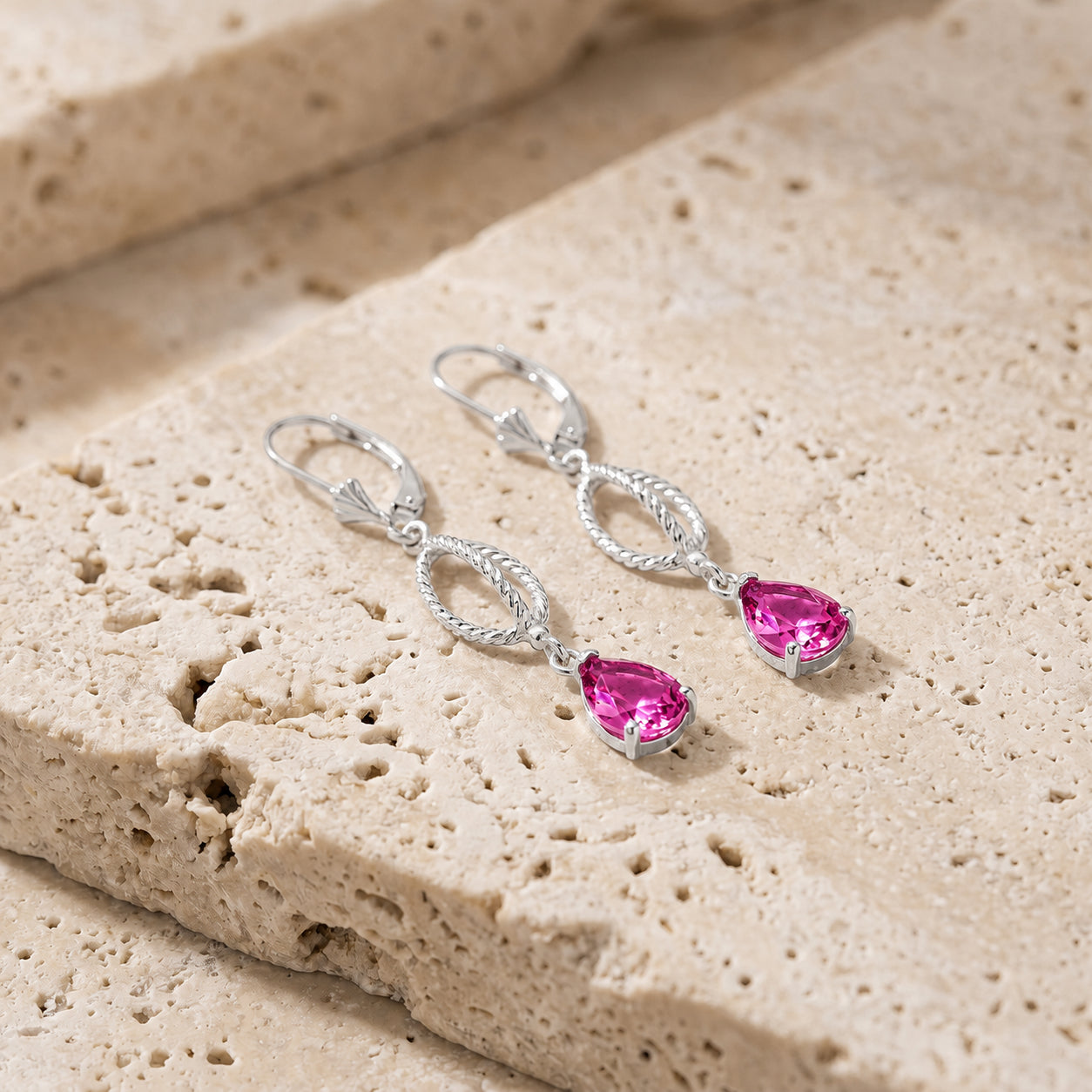 White Gold Heritage Earrings Ruby 10K — Carolina
