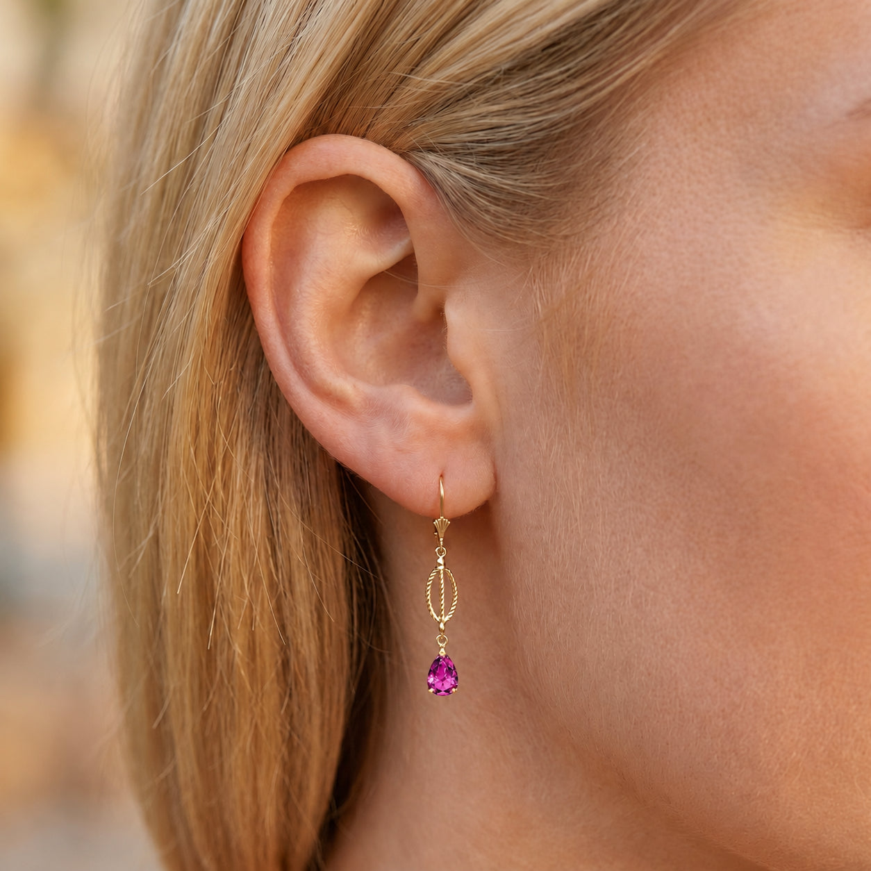 Yellow Gold Heritage Earrings Ruby 10K — Carolina