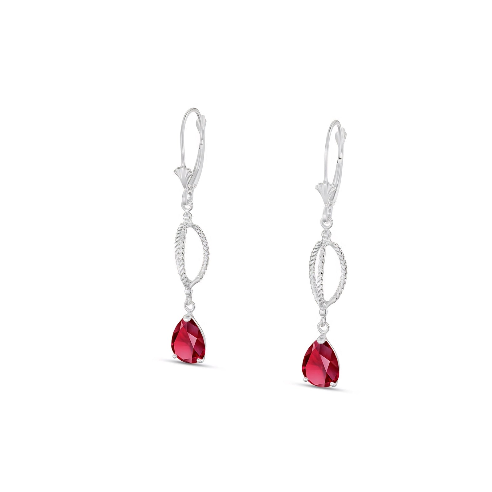 White Gold Heritage Earrings Garnet 10K — Carolina