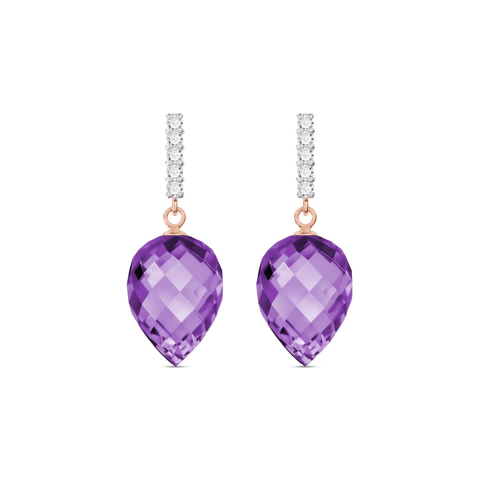 Rose Gold Earrings Amethyst 10K — Gina