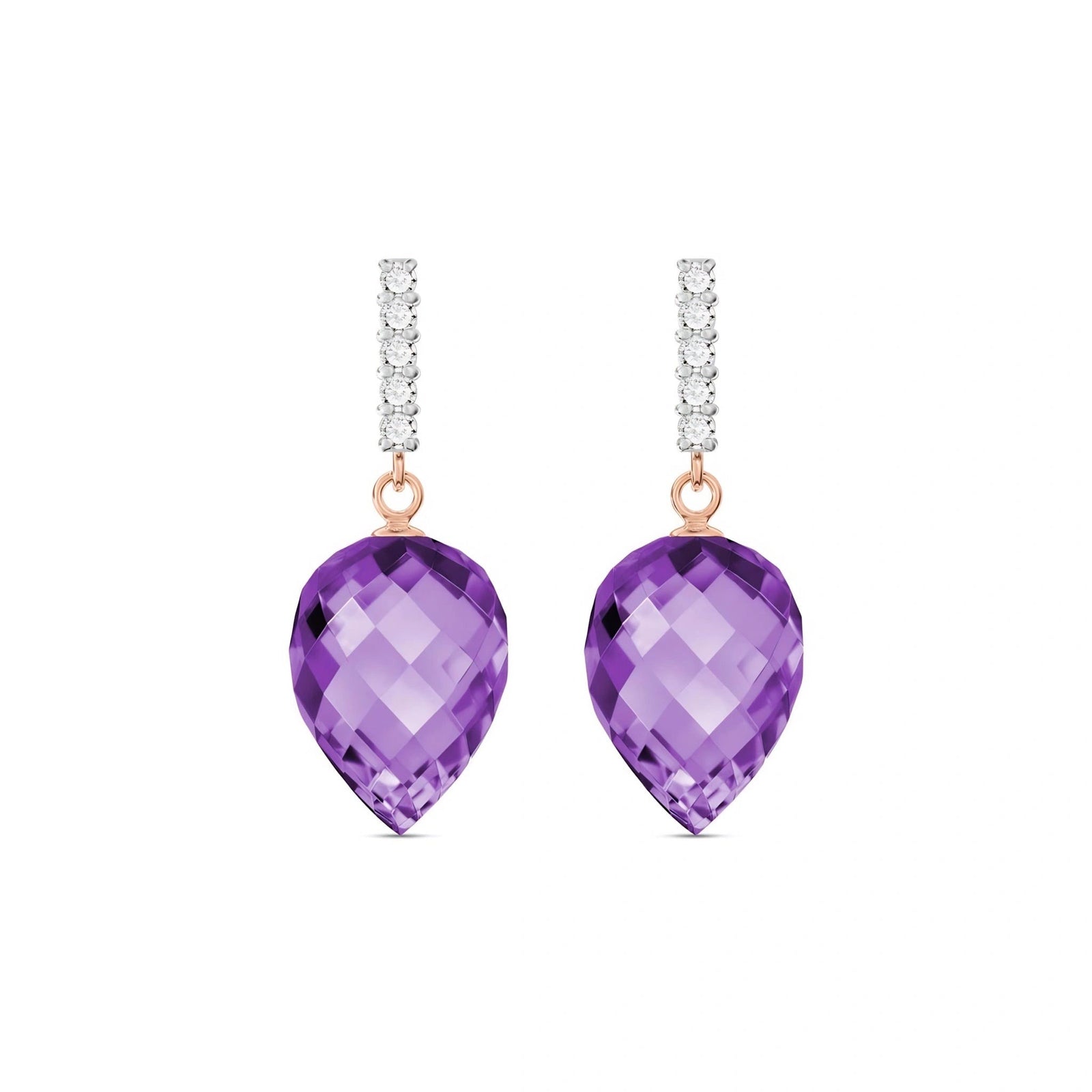 Rose Gold Earrings Amethyst 10K — Gina