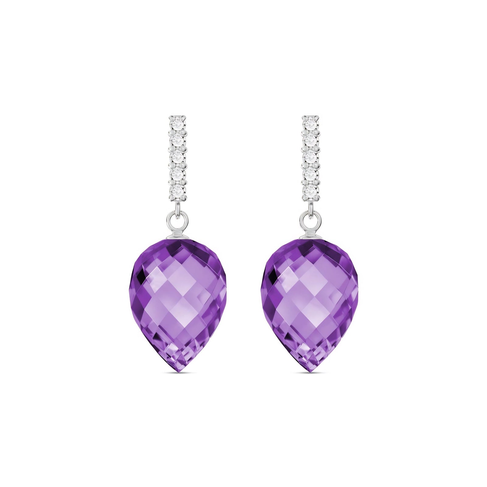 White Gold Earrings Amethyst 10K — Gina