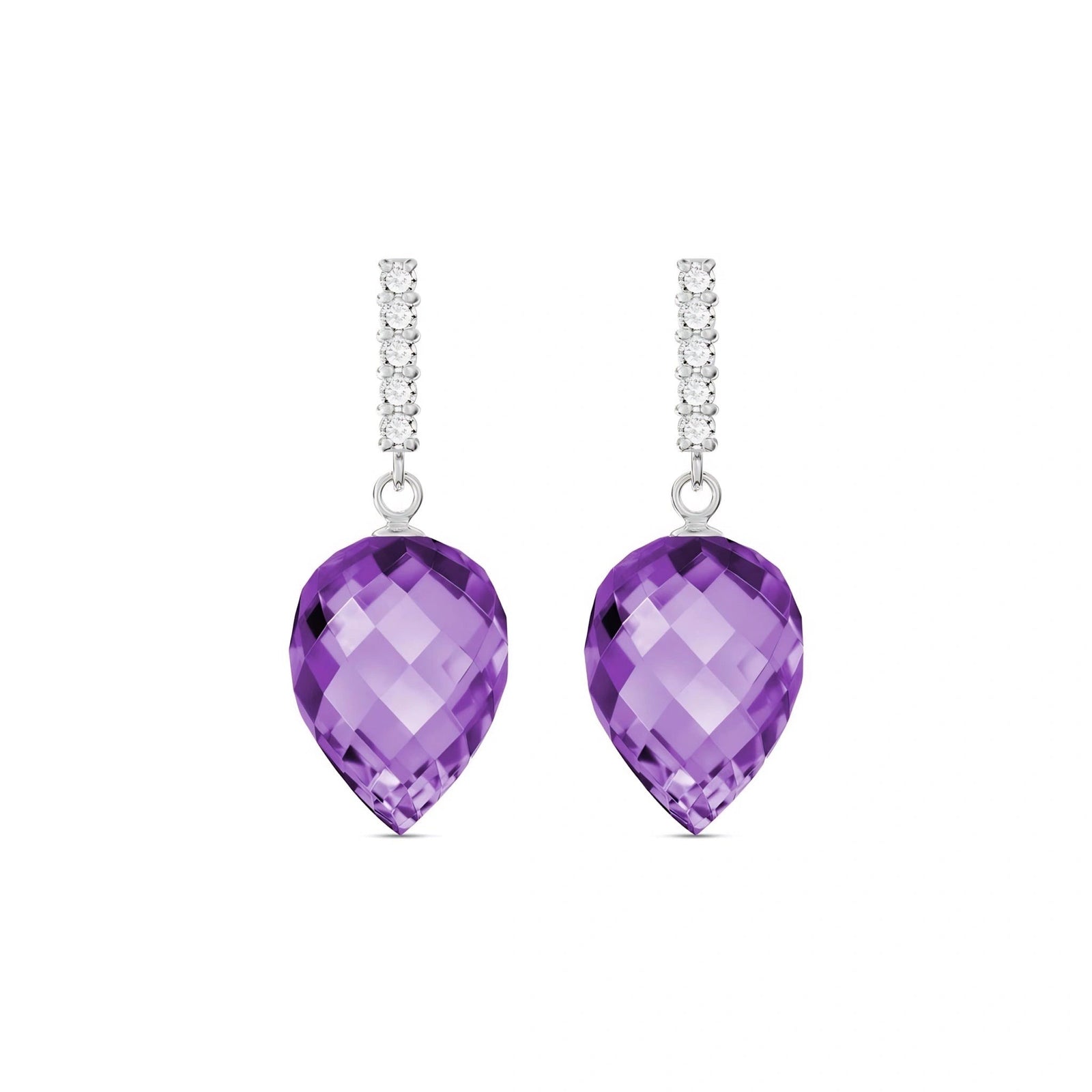 White Gold Earrings Amethyst 10K — Gina