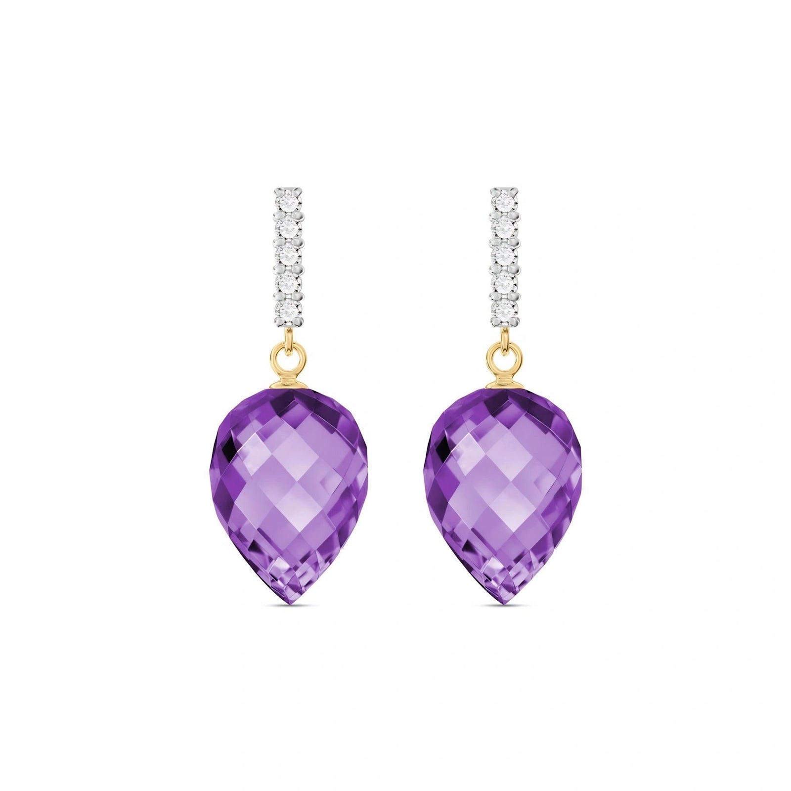 Yellow Gold Earrings Amethyst 10K — Gina
