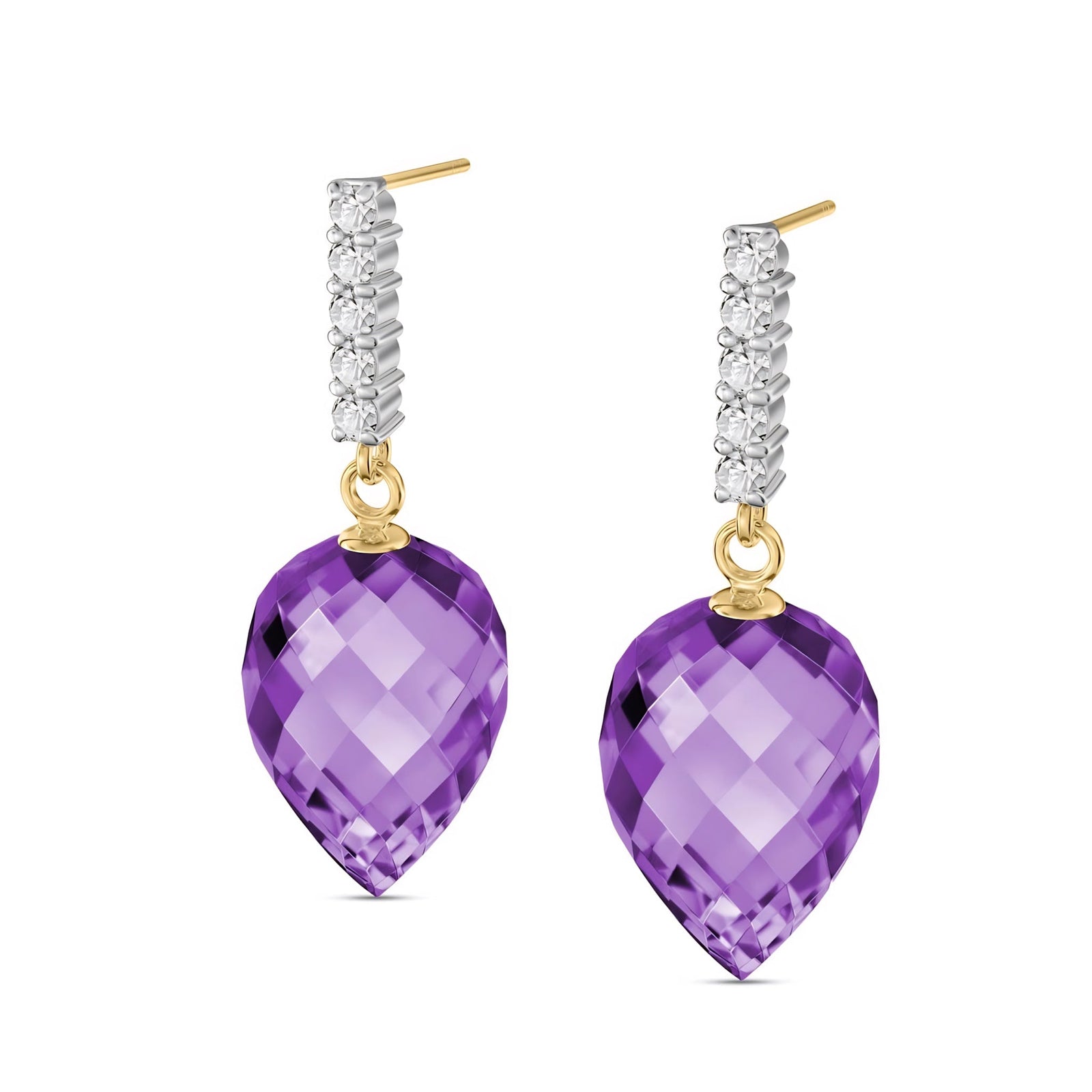Yellow Gold Earrings Amethyst 10K — Gina