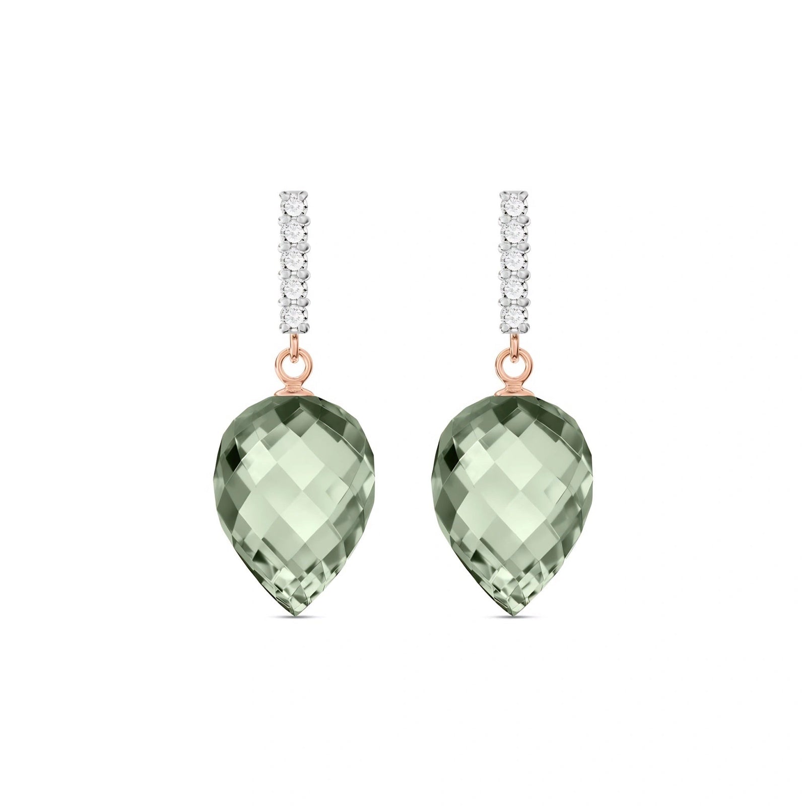 Rose Gold Earrings Green Amethyst 10K — Gina